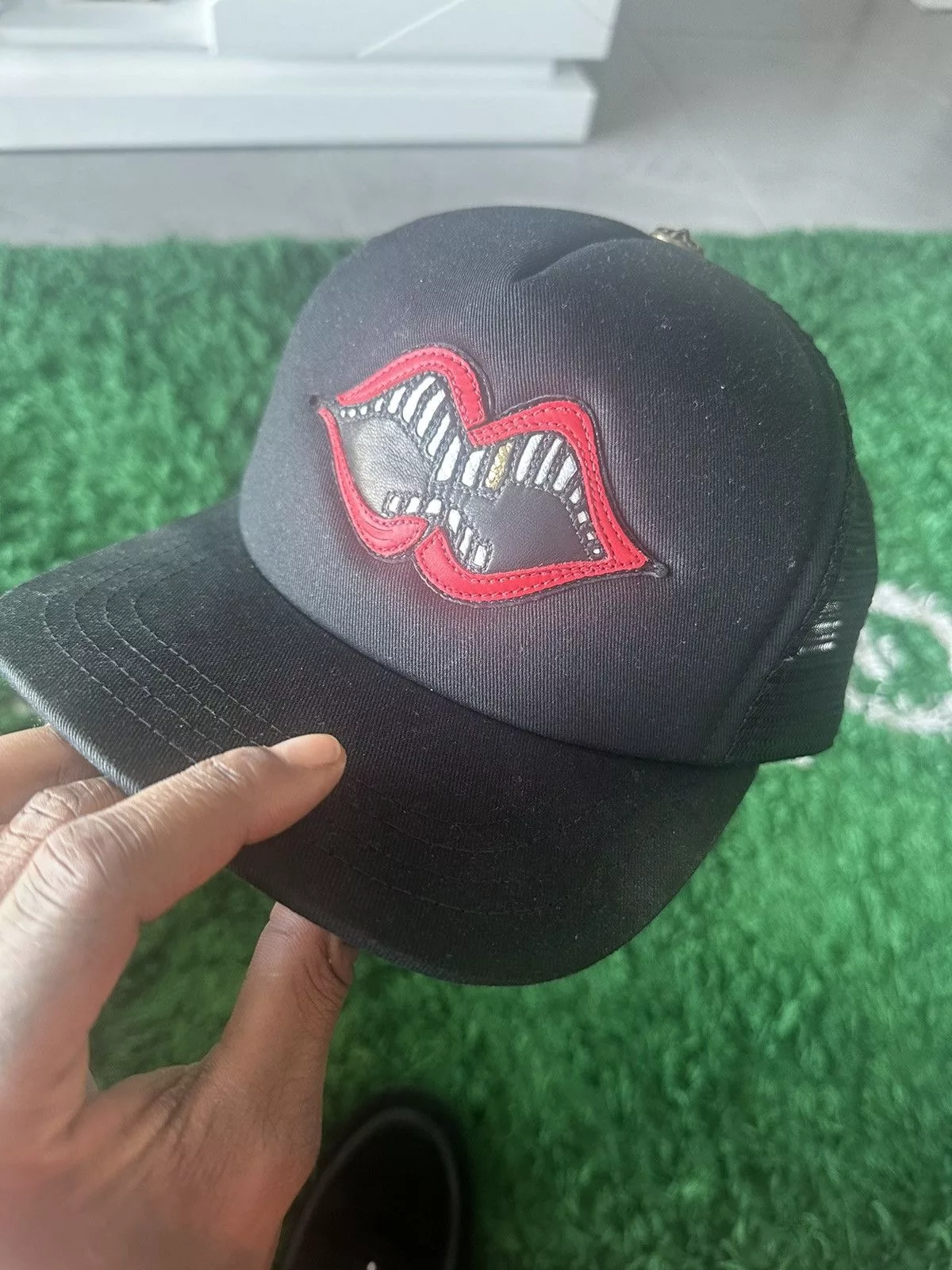 Chrome Hearts Hats Chrome Hearts × Matty Boy Chrome Hearts Matty Boy Leather Lips Trucker Black