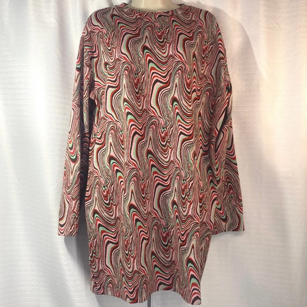Zara Midi Dresses Zara Psycodelic Print Long Sleeve Winter Dress women sz L Multi