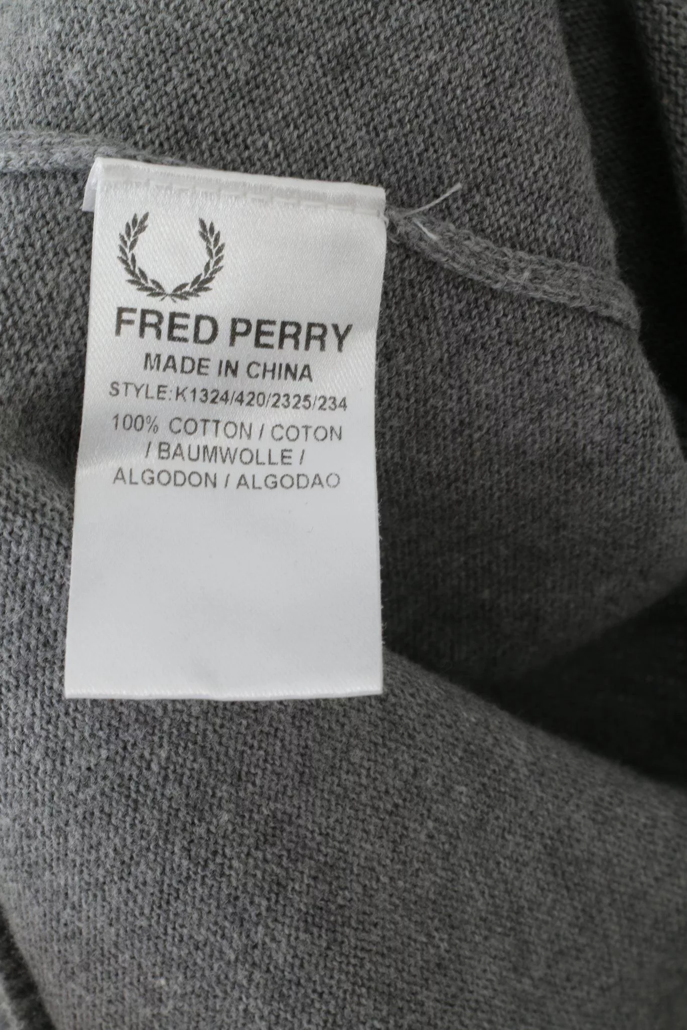 Fred Perry Sweaters Knitwear Fred Perry Mens S Jumper Grey Cotton V Neck Plain Sweater Gray