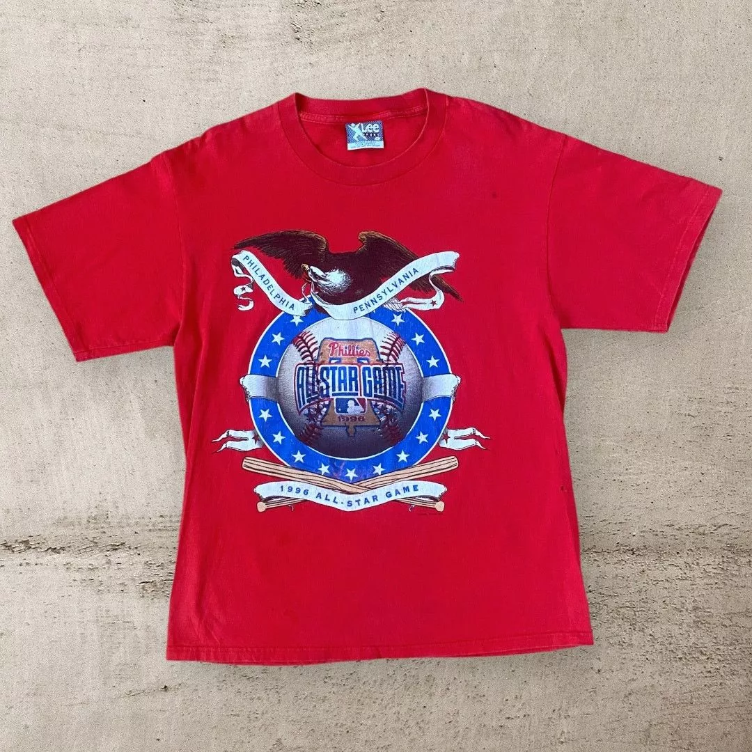 Lee Short Sleeve T Shirts Lee × MLB × Vintage Vintage Philadelphia Phillies 1996 All Star Game T Shirt Red