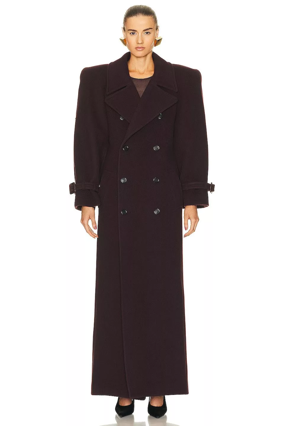 Saint Laurent Paris Coats Saint Laurent Paris os11x0624 Wool Coats in Grenat Multi
