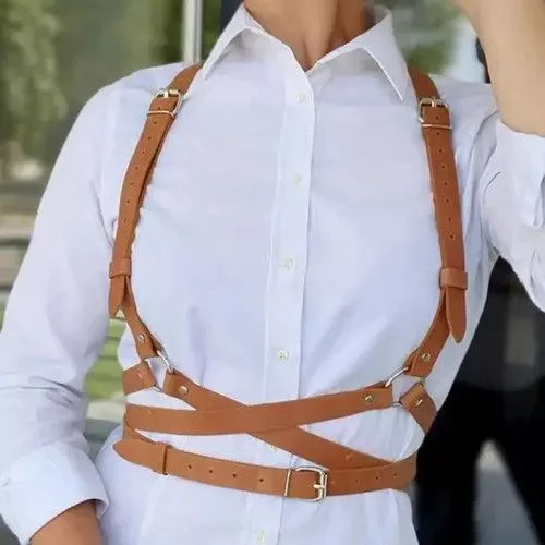 Other Belts Other Women's Harness Bra Lether Suspenders Brown Streetwear