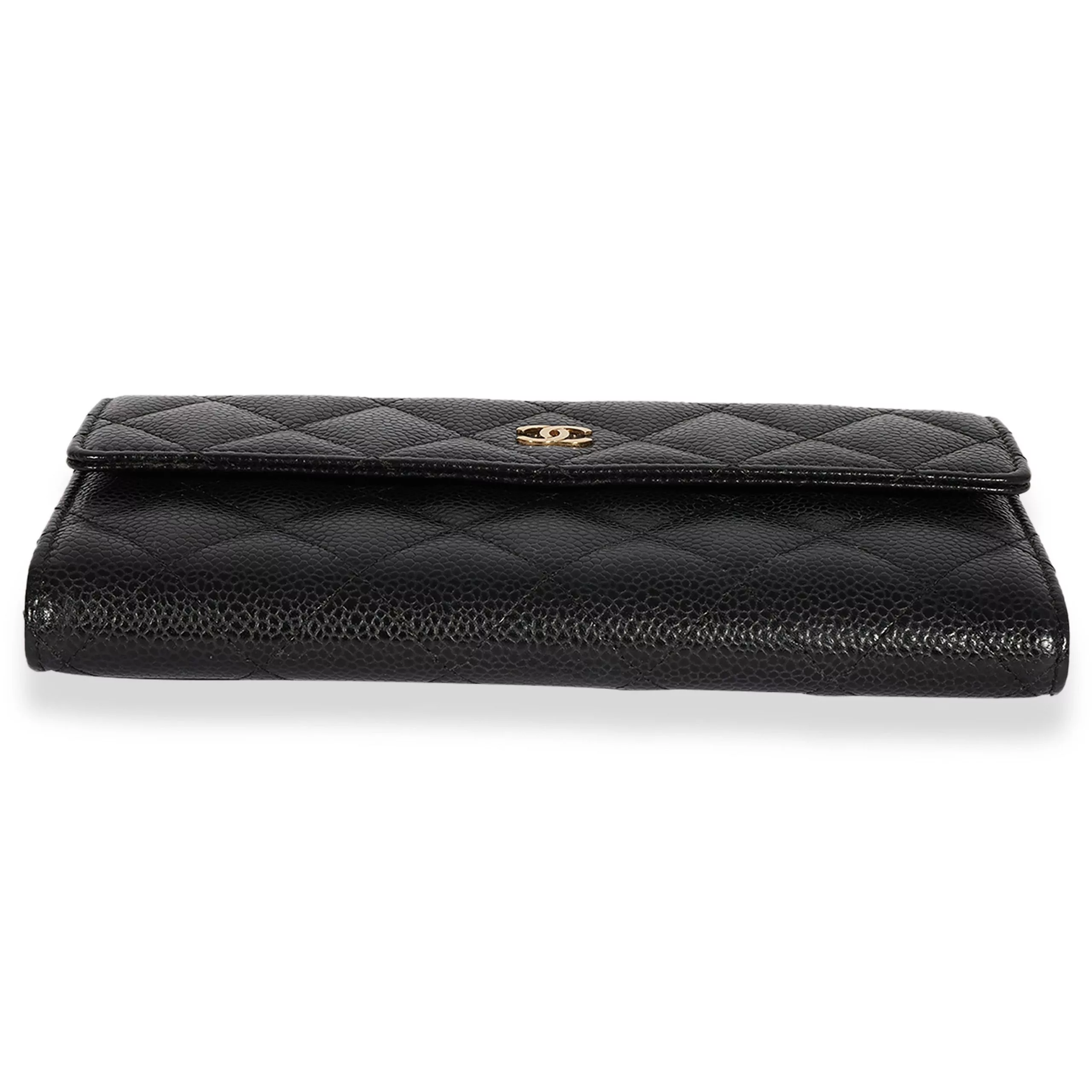 Chanel Rings Chanel Black Quilted Caviar Long Flap Wallet