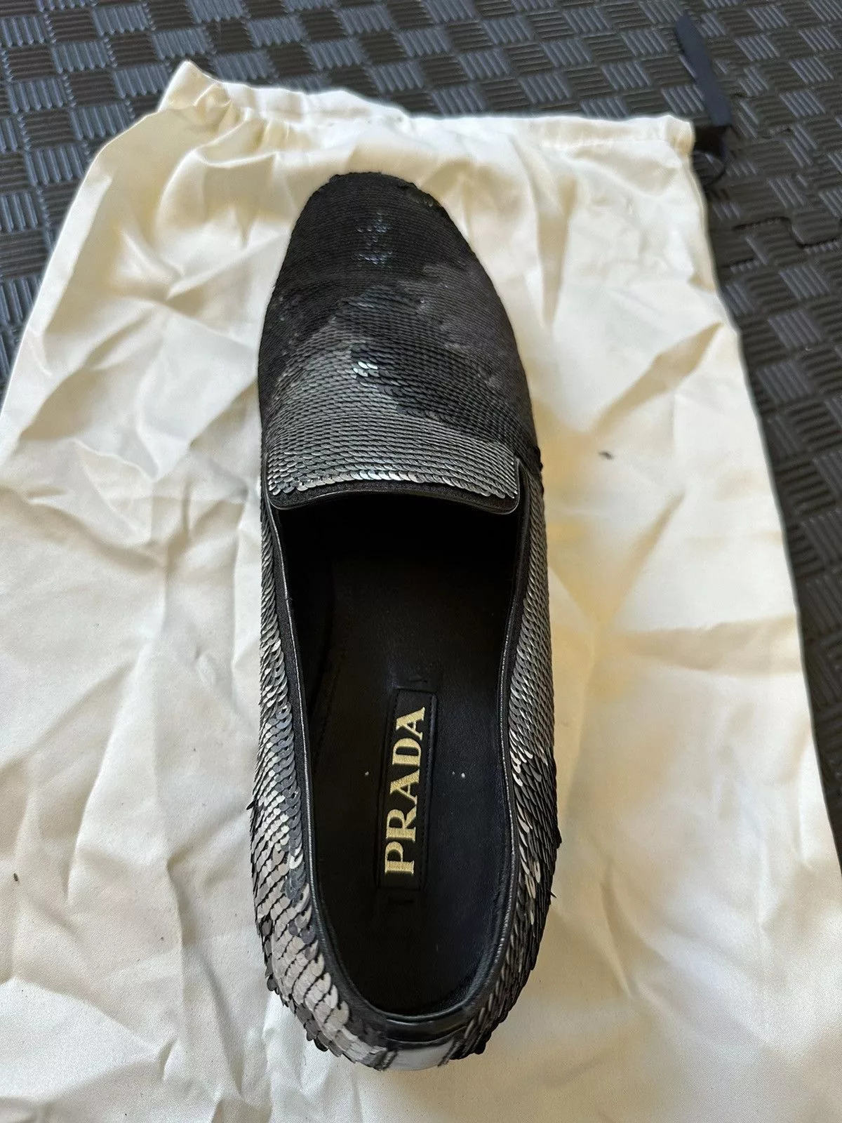 Prada Formal Shoes Sequin Prada loafers Black