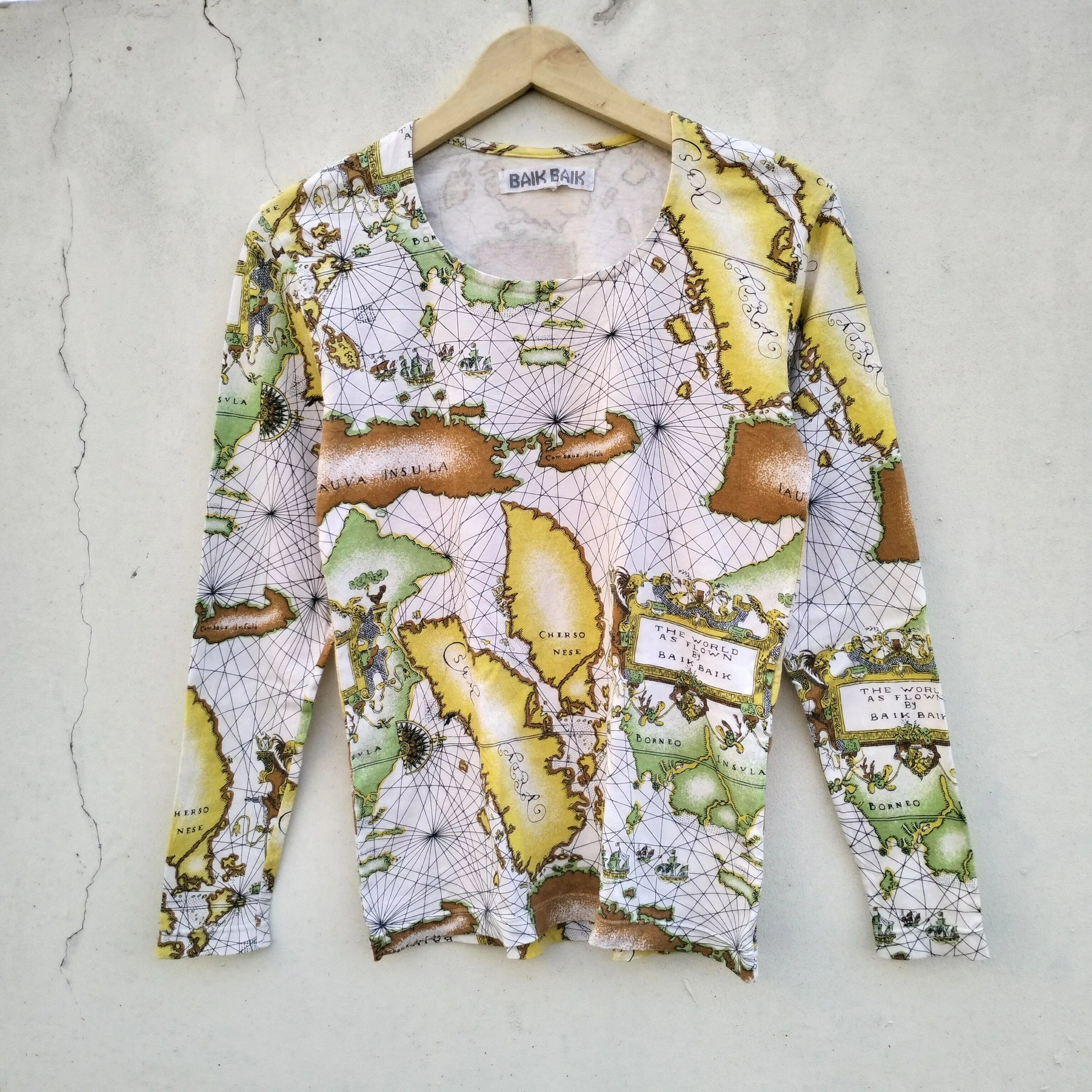 Designer Short Sleeve T Shirts Designer BAIK-BAIK MAPS ART White Vintage