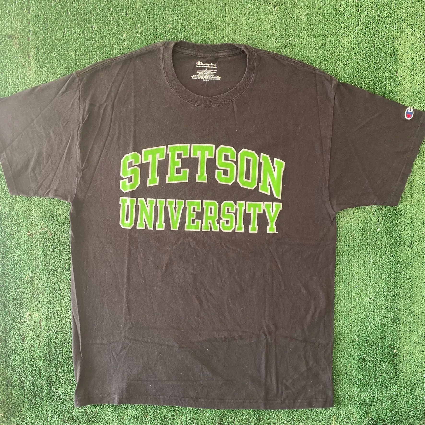 Champion Short Sleeve T Shirts Champion × Vintage Vintage Y2K Stetson University Shirt Champion College Tee Black