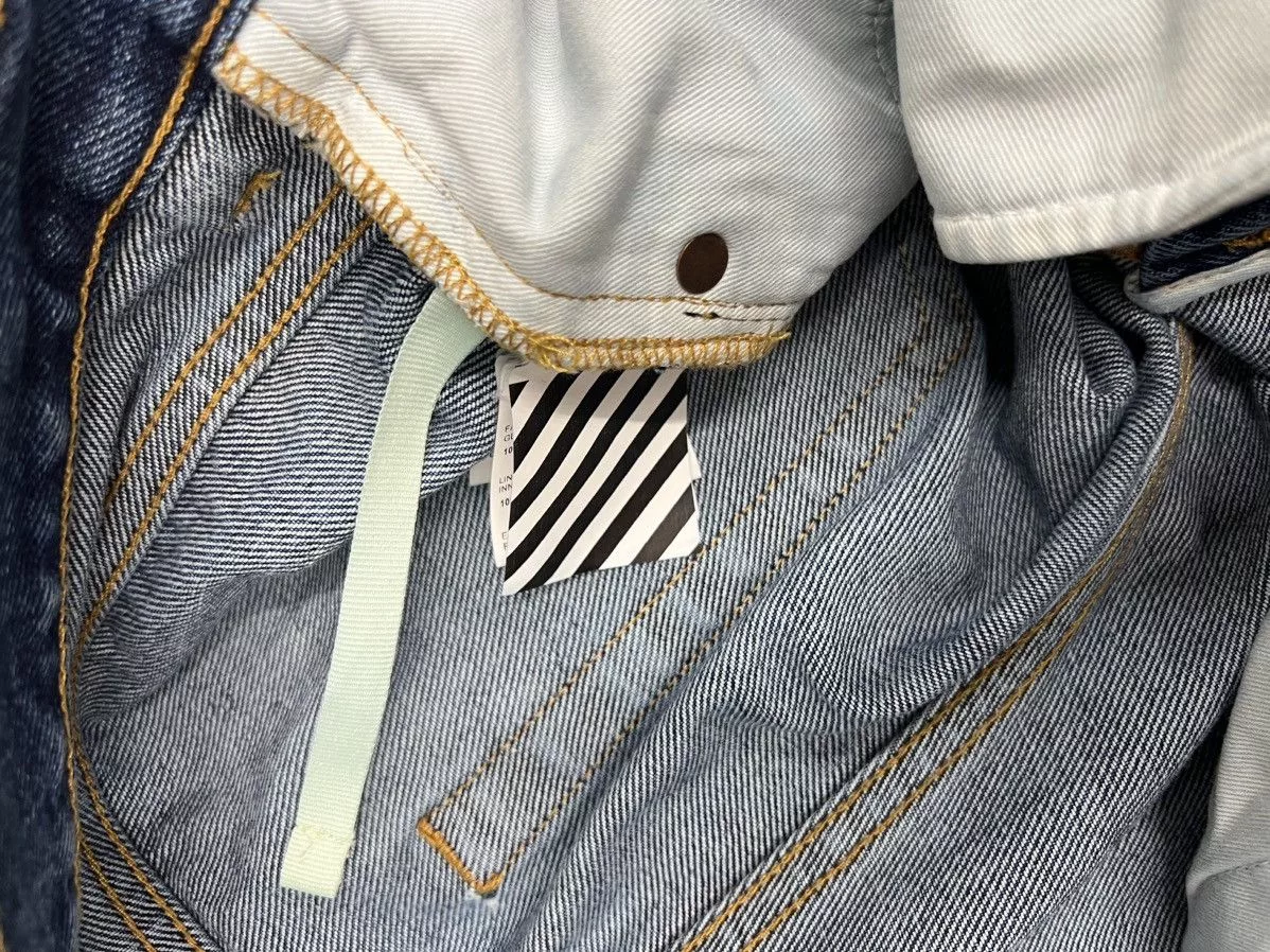 Off-White Denim Off-White Off White Gothic Embroidered Jeans Blue