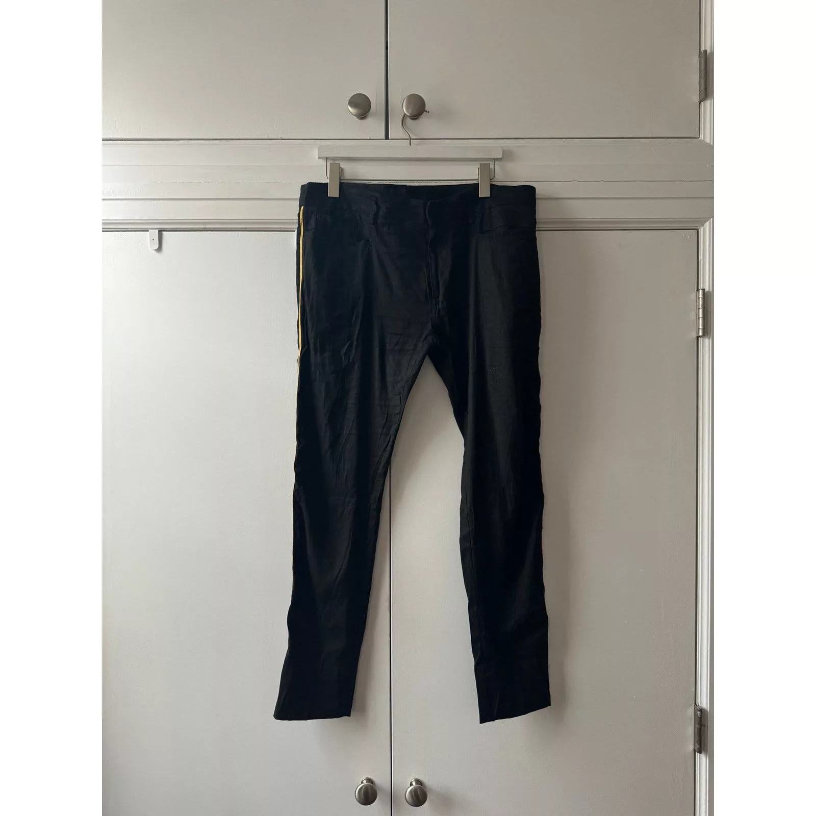 Dries Van Noten Casual Pants Dries Van Noten Gold Piped Trousers Black