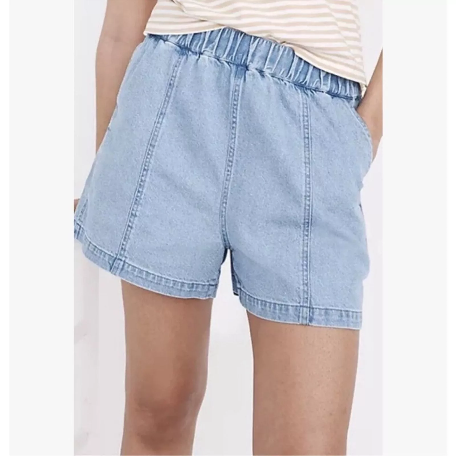 Madewell Shorts MADEWELL DENIM PULL ON CARPENTER SHORTS SIZE S Blue