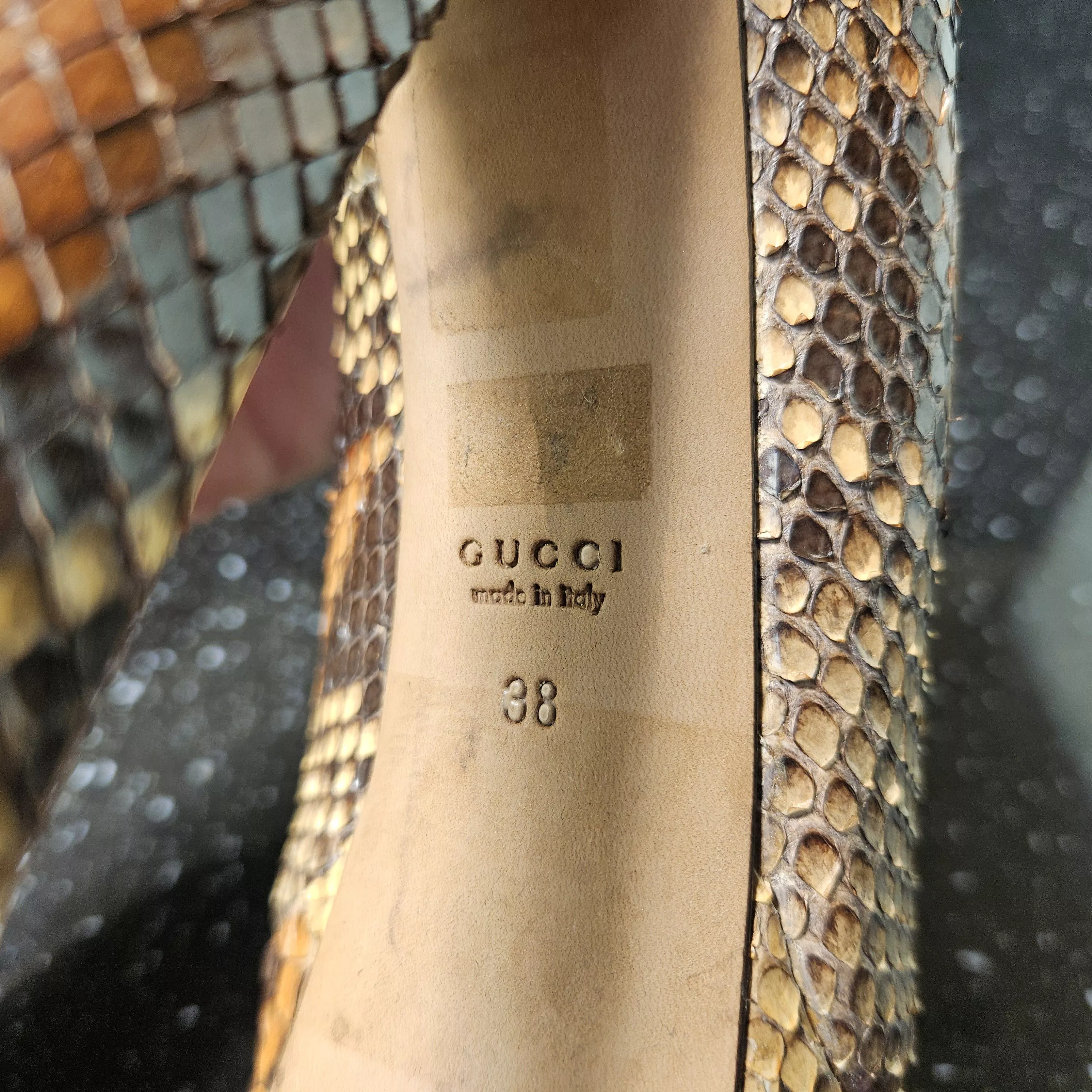 Gucci Heels Gucci Python Heels Sz 38 Gray