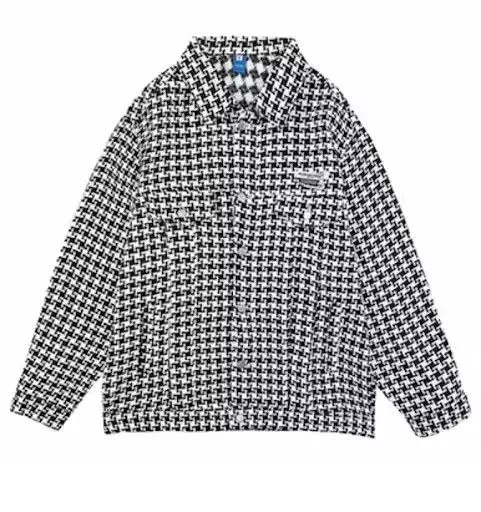 Other Light Jackets Other Houndstooth Print Button Up Coat Jacket Black Vintage