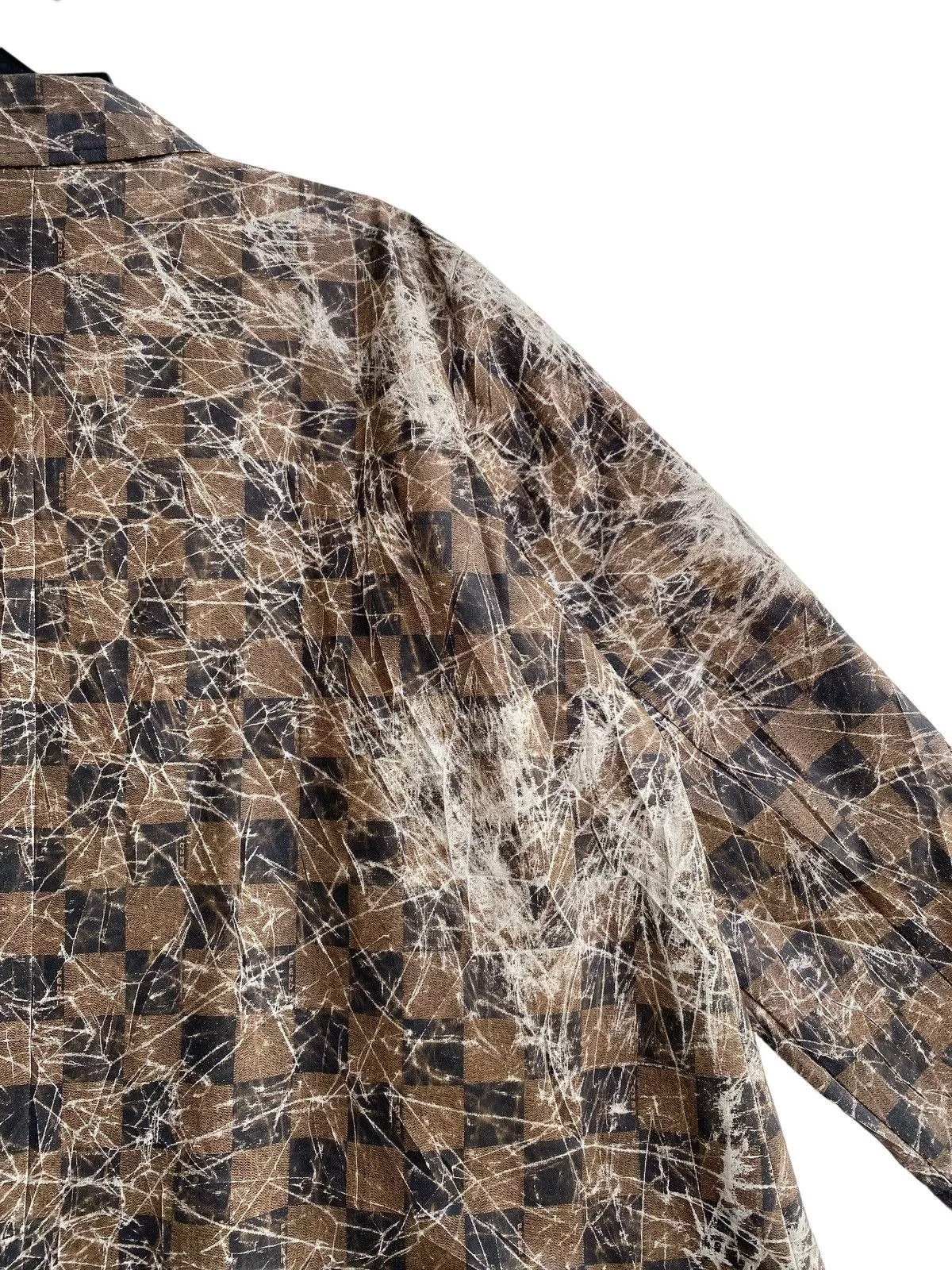 Fendi Jackets Fendi × Vintage 80s FENDI zucca all overprinted checkerboard oversize jacket Brown