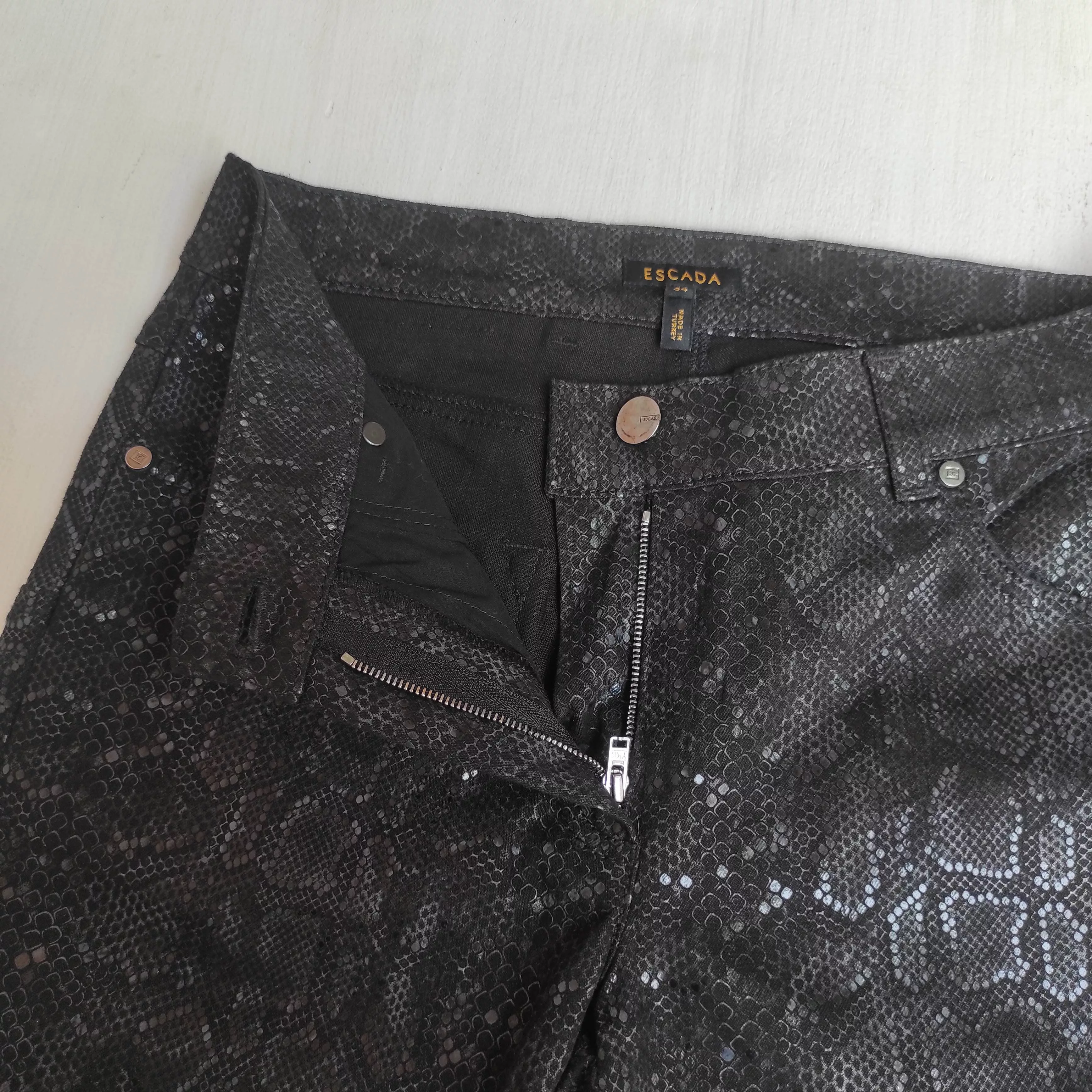 Designer Pants Designer × Escada Escada Python Pants Black Snake Print Sexy Designer