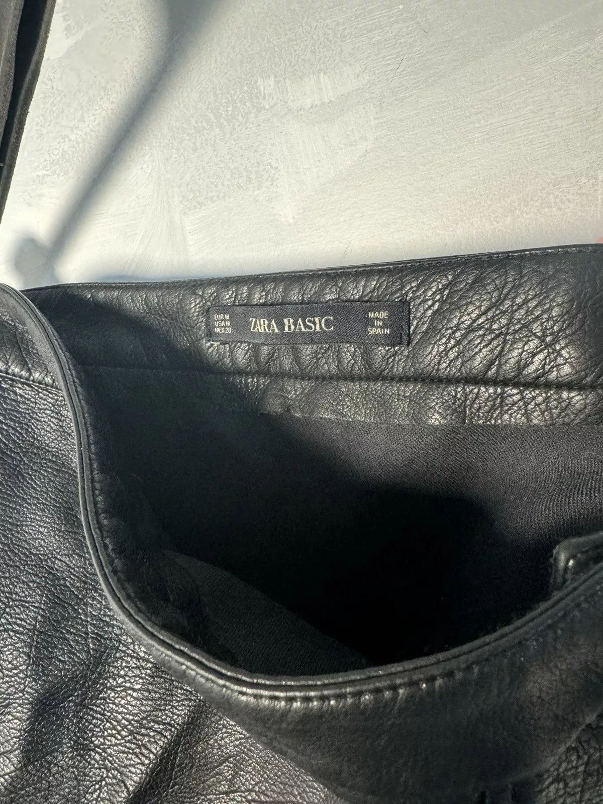 Genuine Leather Mini Skirts Genuine Leather × Zara Zara Basic Black Leather Mini Skirt Avant Garde Emo Goth Avant-Garde