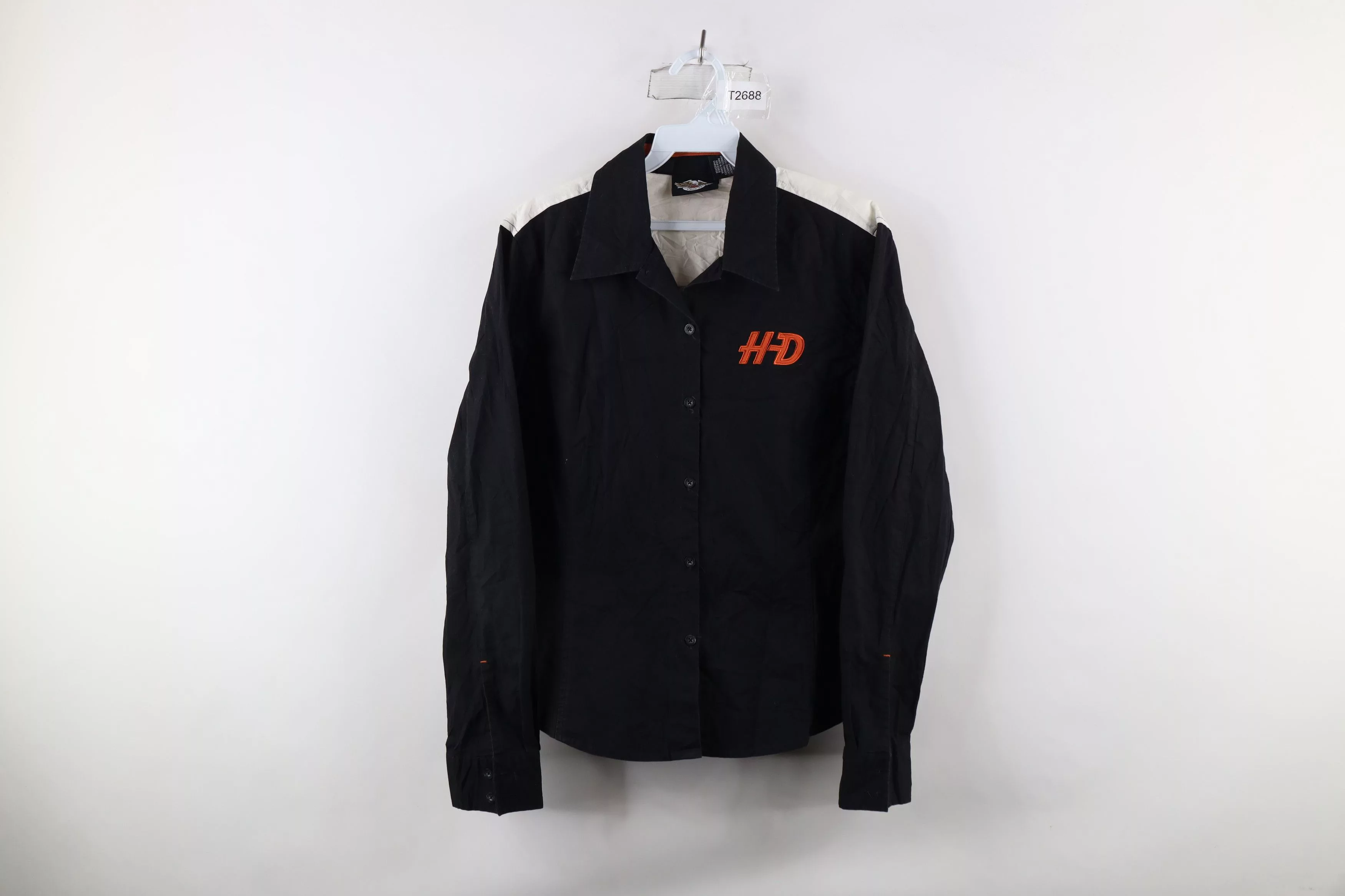 Harley Davidson Button Ups Harley Davidson × Vintage Vintage Harley Davidson Out Collared Mechanic Button Shirt Multi