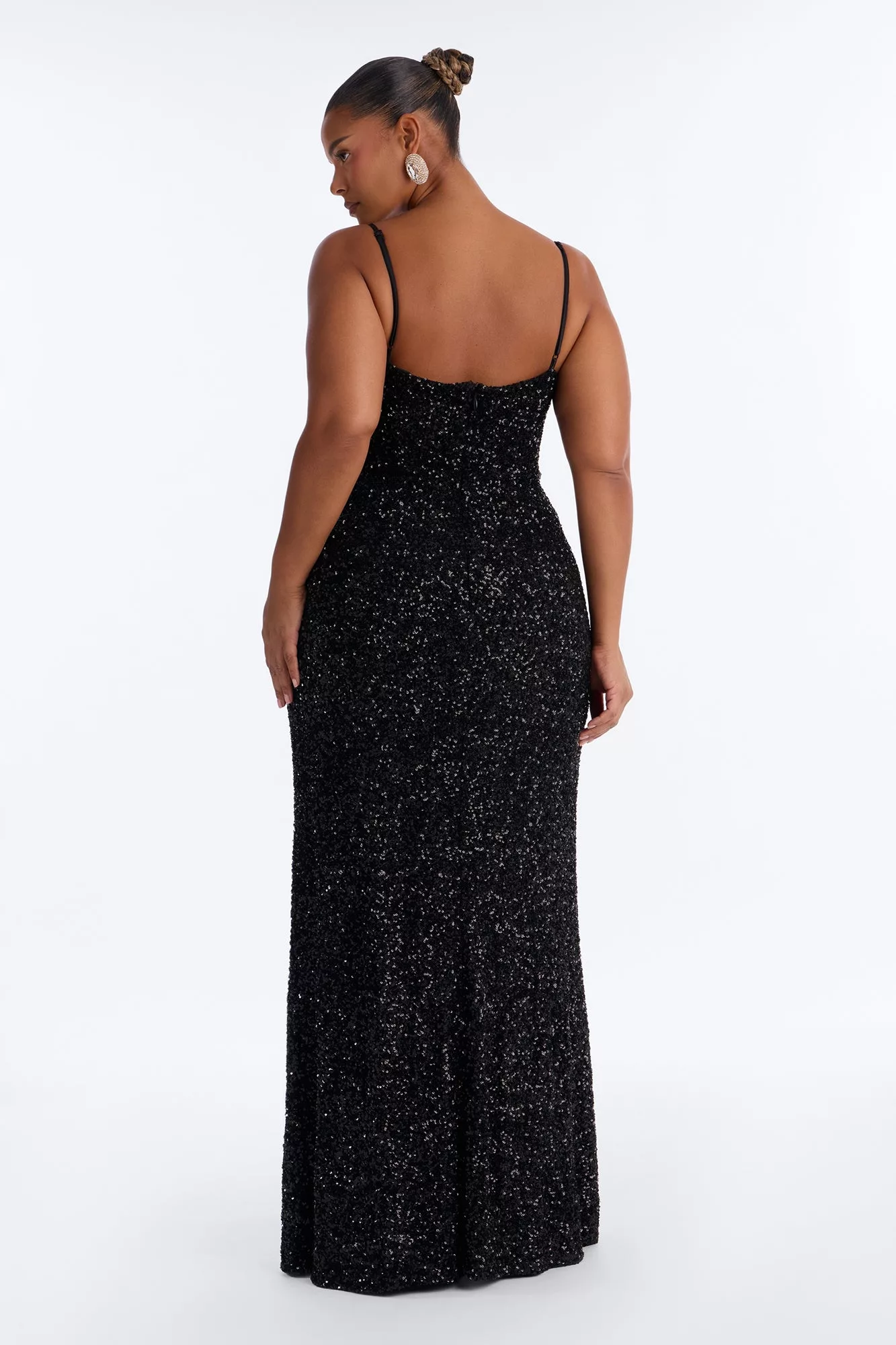 Danica Sequin Lace Maxi Dress - Black