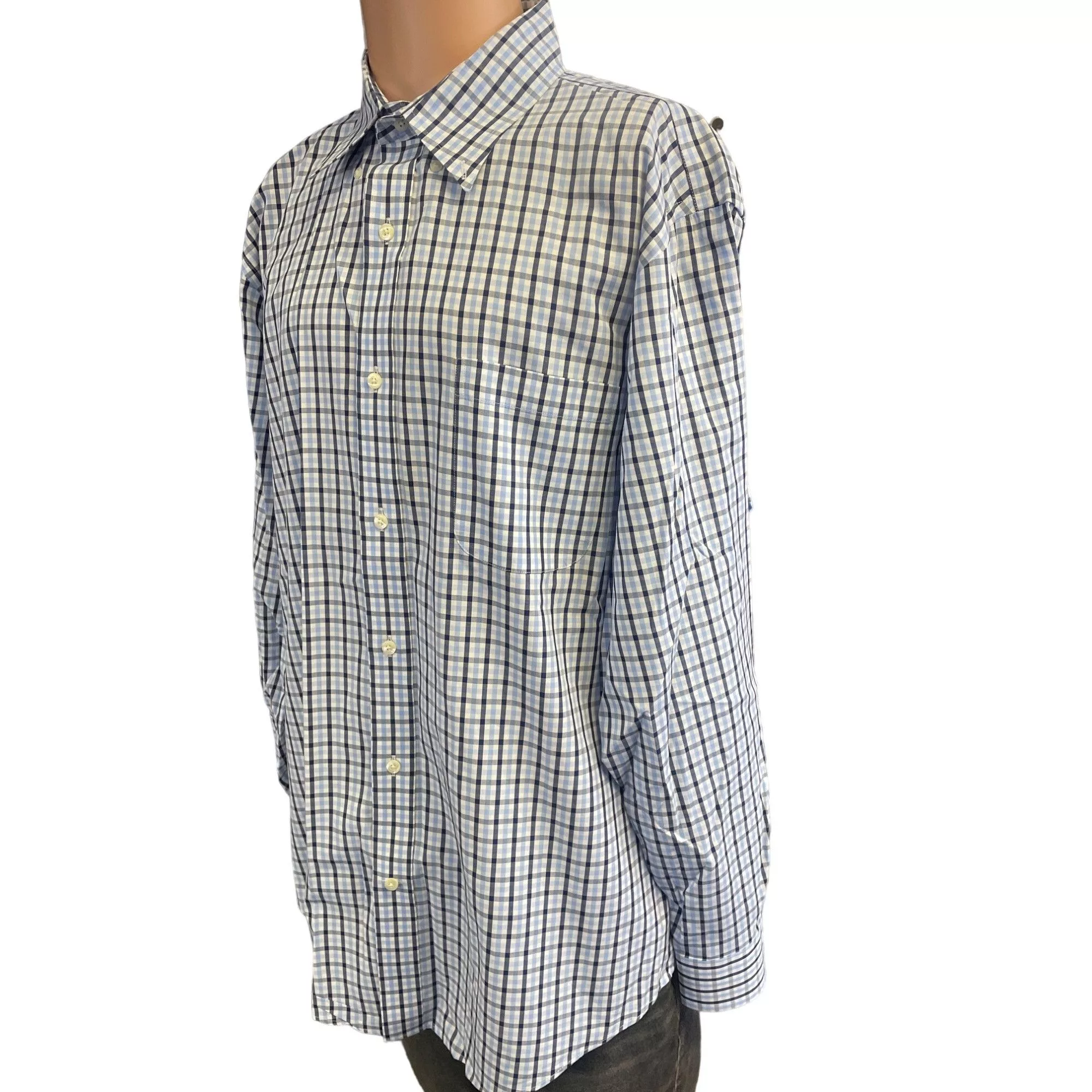 Lands' End Shirts Button Ups Lands' End Lands'end Men's Blue Checkered Button up Dress Shirt long Sl