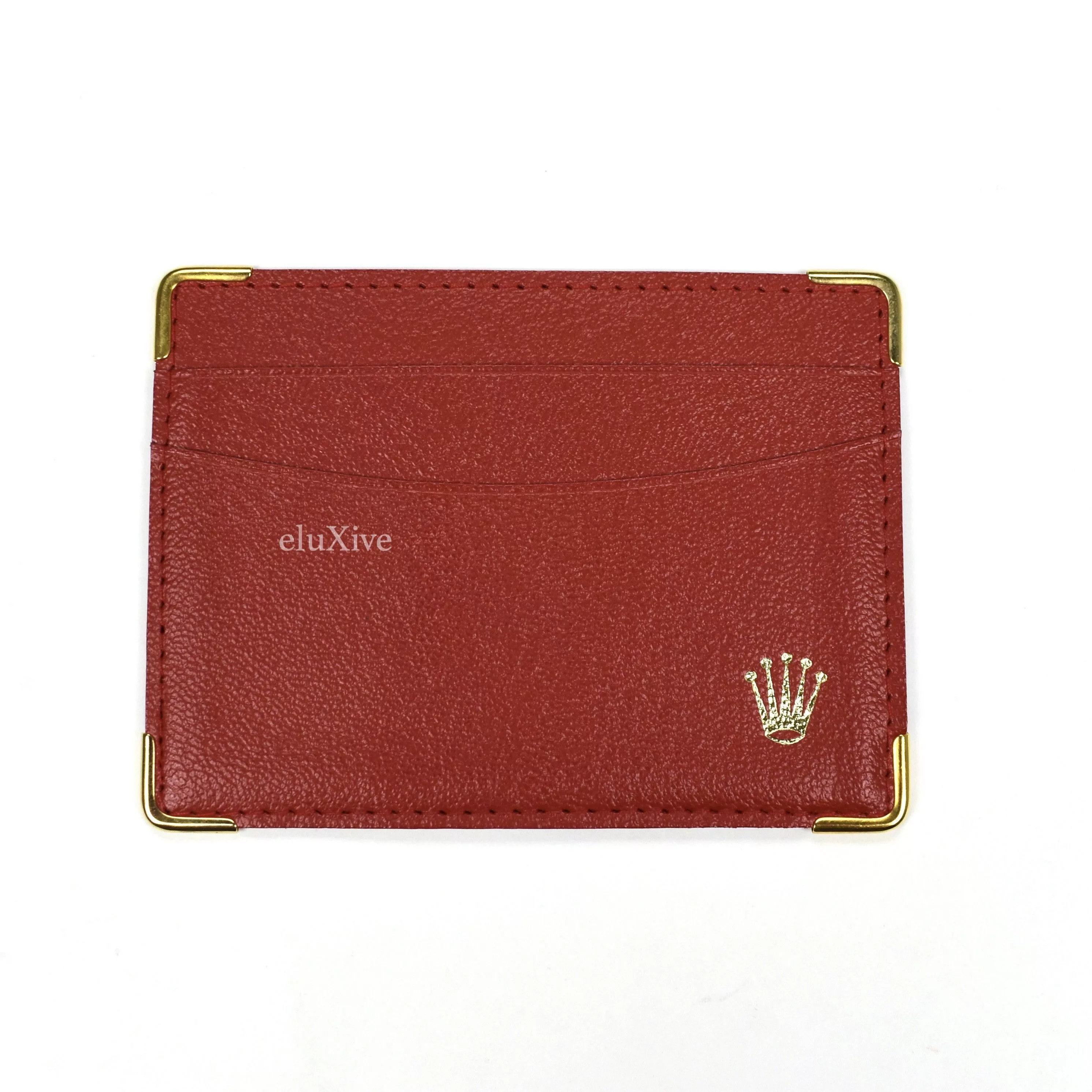 Rolex Wallets Rolex Red Leather Crown Logo Card Holder Wallet
