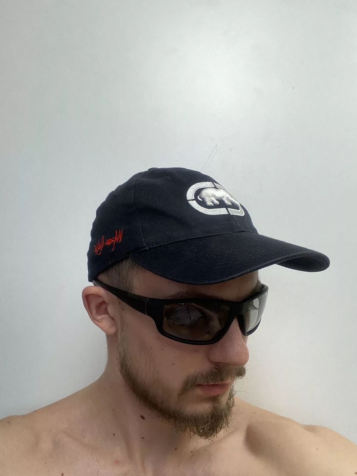Ecko Unltd. Hats Ecko Unltd. × Vintage Vintage Ecko Unltd. Marc Ecko Big Logo FlexFit Cap Hat Rap Black Streetwear