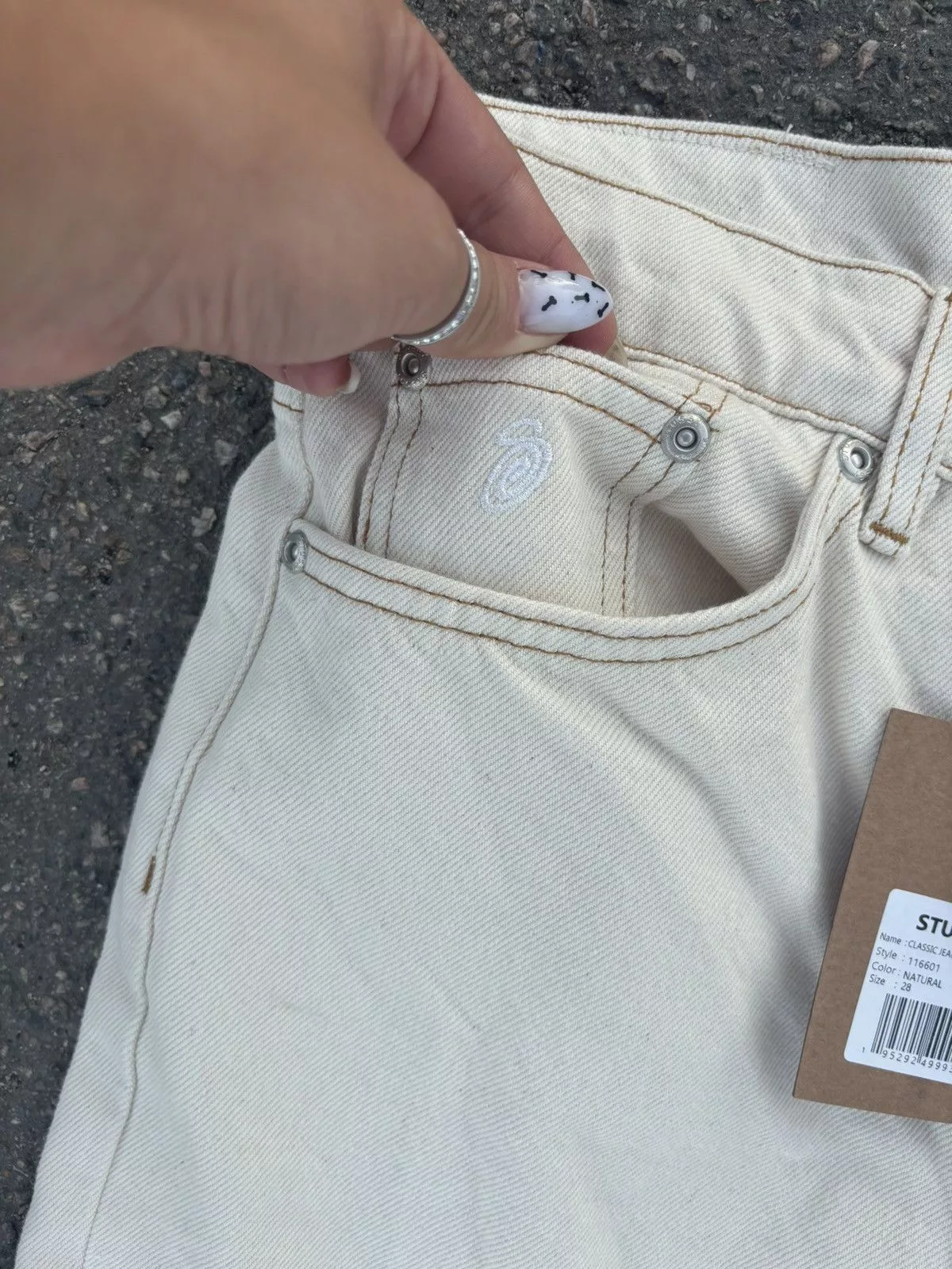 Japanese Brand Jeans Japanese Brand × Stussy Stussy Classic Jeans Model Track Pants Beige Streetwear