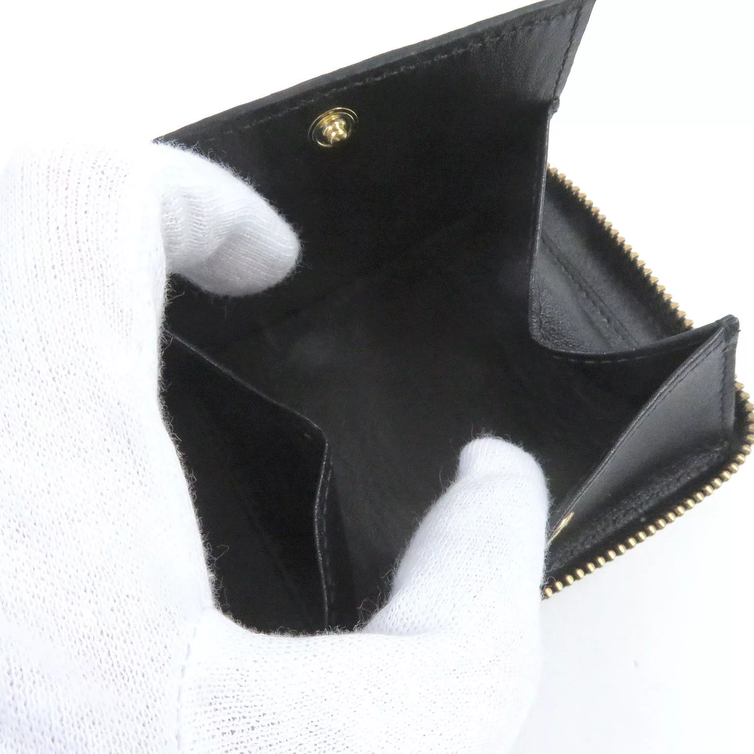 Comme des Garcons Wallets Comme des Garcons Wallet Plain Round Zipper Leather Compact Black