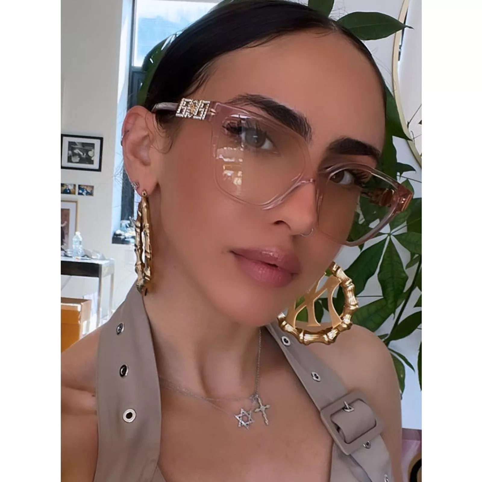Versace Glasses NEW Versace VE3358-B Pink Crystal Strass Oversized Frames