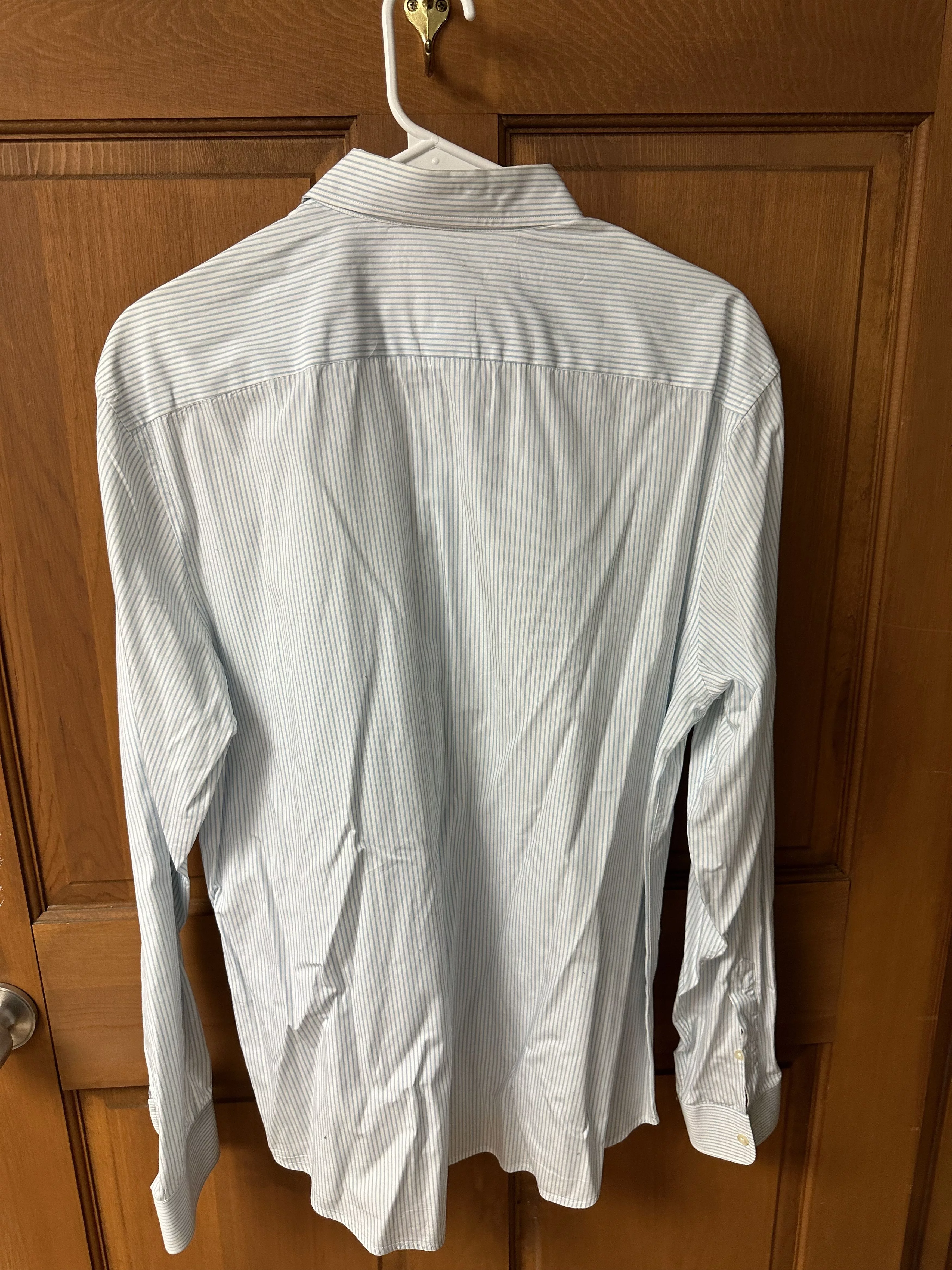 Lacoste Shirts Button Ups Lacoste Men's Light Blue and White Stripped Shirt Size 42 Multi
