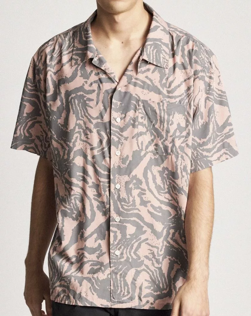 Brixton Short Sleeve T Shirts BRIXTON LOVITZ S/S WOVEN | CAMEO PINK GREY | LARGE Gray