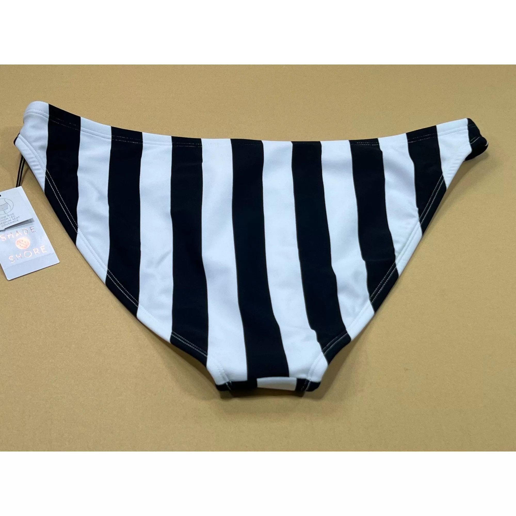 Other Socks Intimates Other Shade & Shore -Women's Striped Medium Coverage Bikini Bottom White