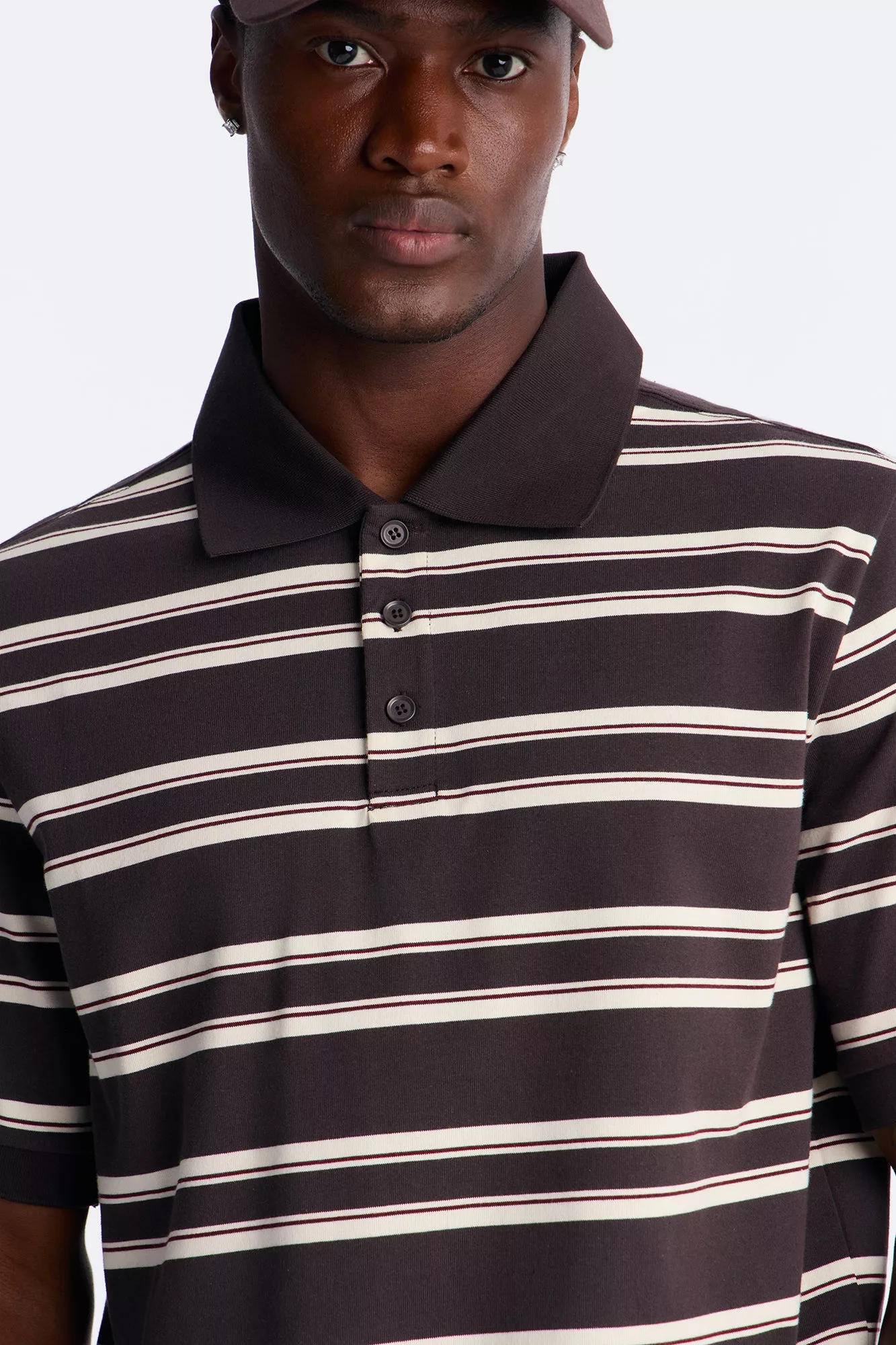 Casey Stripe Polo - Brown/combo