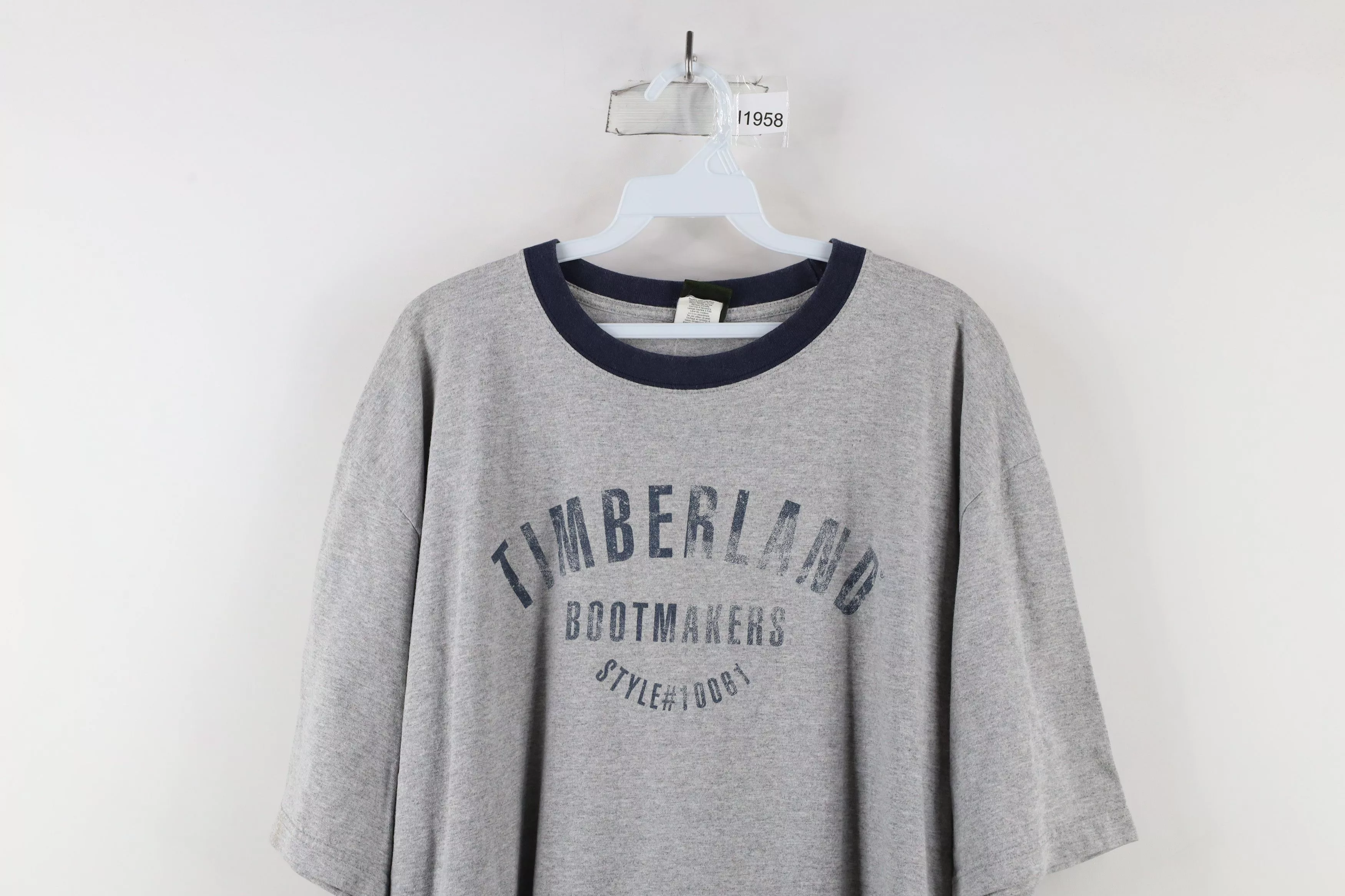 Timberland Short Sleeve T Shirts Timberland × Vintage Vintage 90s Timberland Spell Out Heavyweight T-Shirt Gray