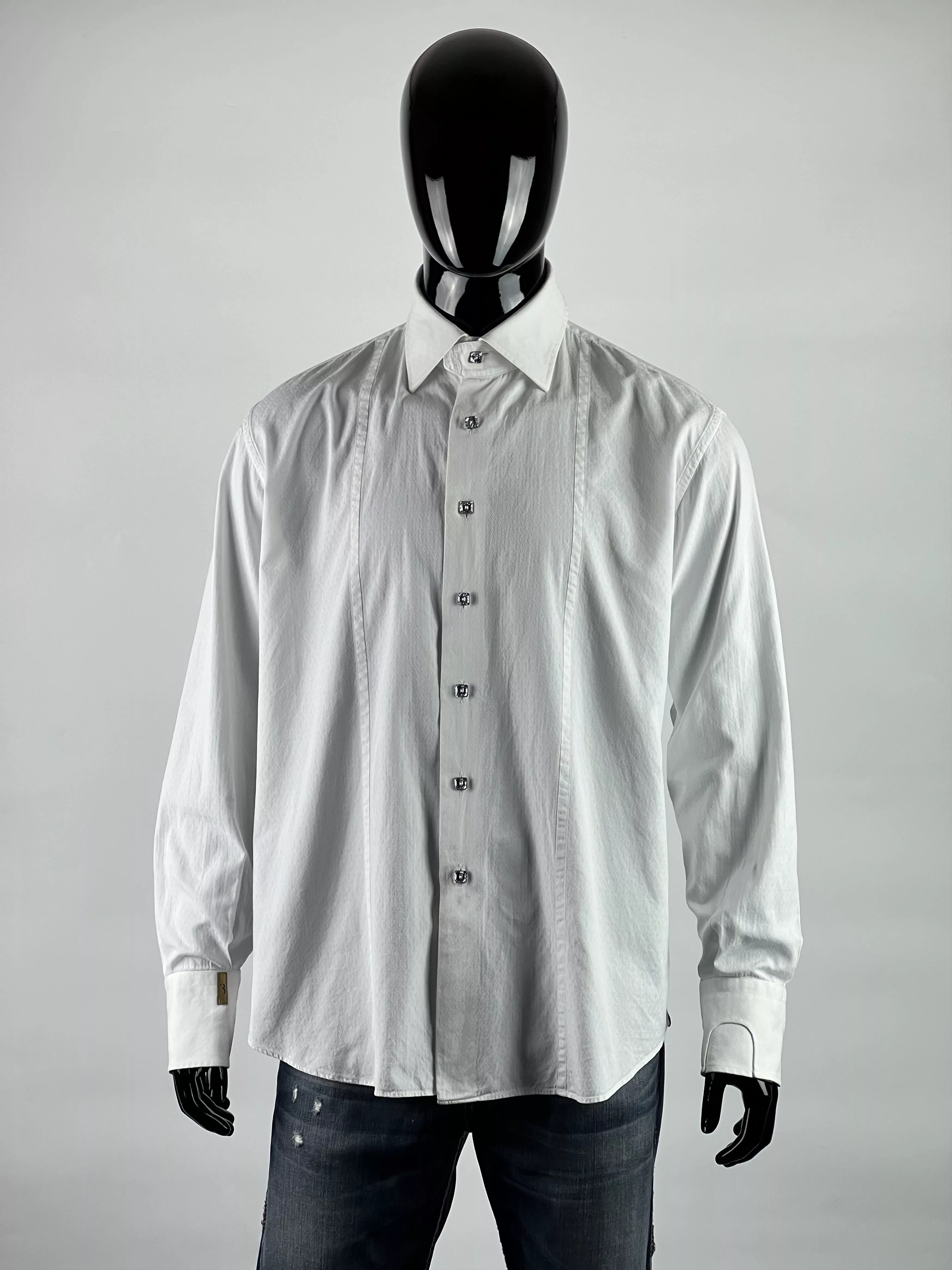 Billionaire Couture Shirts Button Ups Billionaire Couture Men's Cristal Button Up Shirt Size 18/45 White Vintage