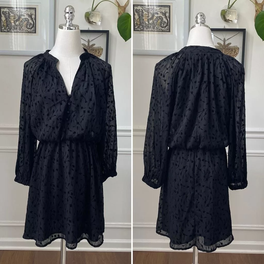 Zara Mini Dresses Zara Combination Mini Dress Black Texture Chiffon $50 XS