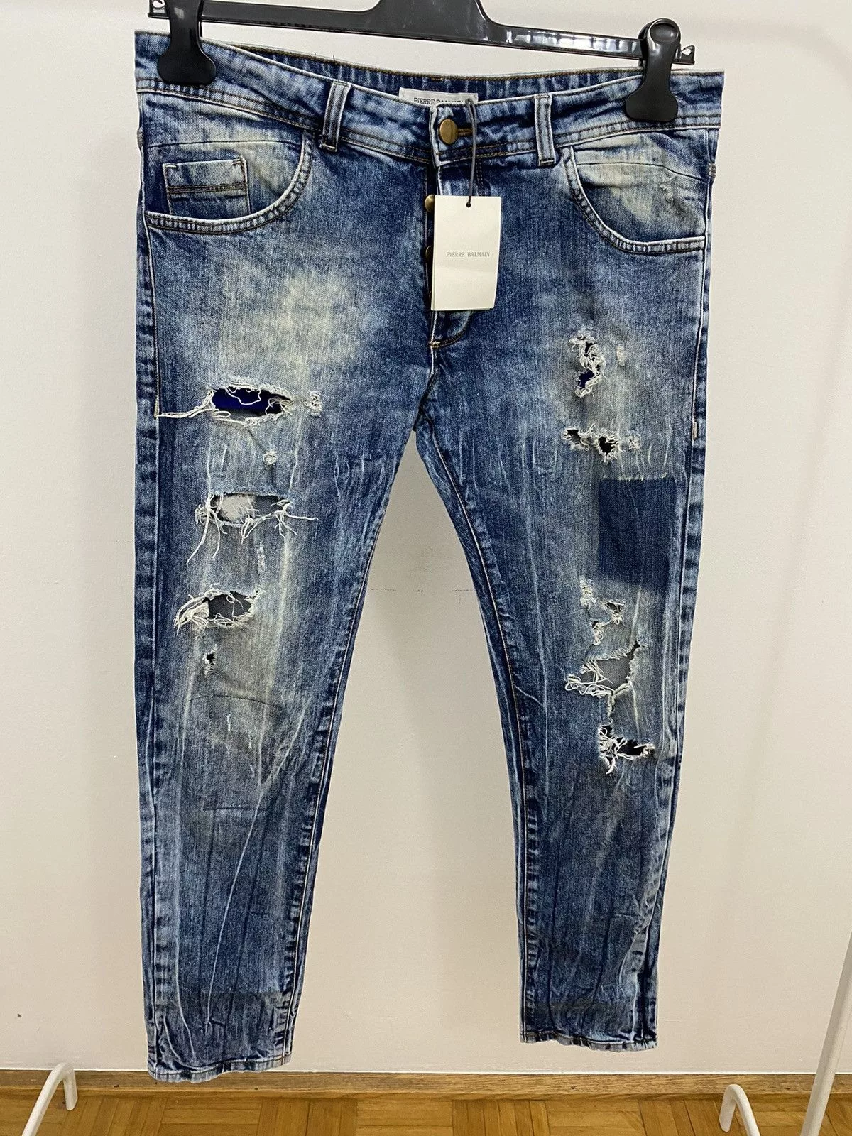 Balmain Denim Balmain × Pierre Balmain BALMAIN deconstructed Blue Jeans Avant-Garde