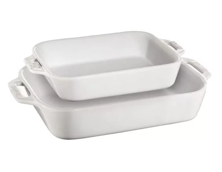 Staub White 2pc Rectangle Baker Set