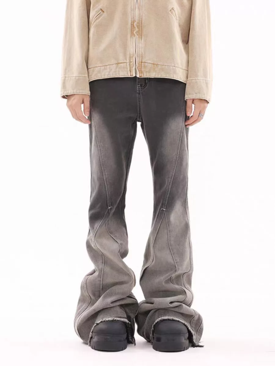 Japanese Brand Denim Japanese Brand × Jean vintage street hip-hop gradient micro-flared jeans Gray Streetwear