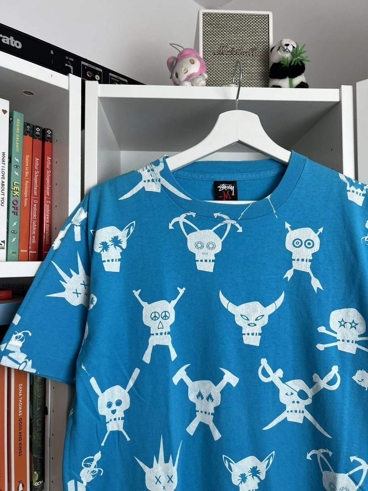 Stussy Short Sleeve T Shirts Stussy × Vintage Vintage Y2K stussy baggy AOP skull t-shirt M gorpcore skate Blue Streetwear