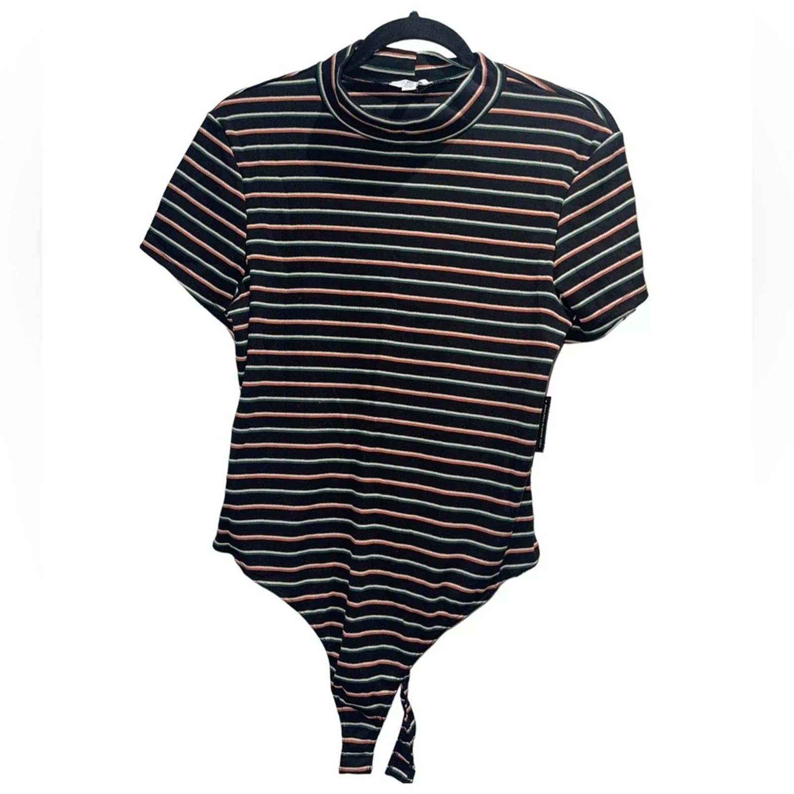 BP. Bodysuits BP. BP Nordstrom Dani Black Multi Stripe Mock Neck Knit Bodysuit