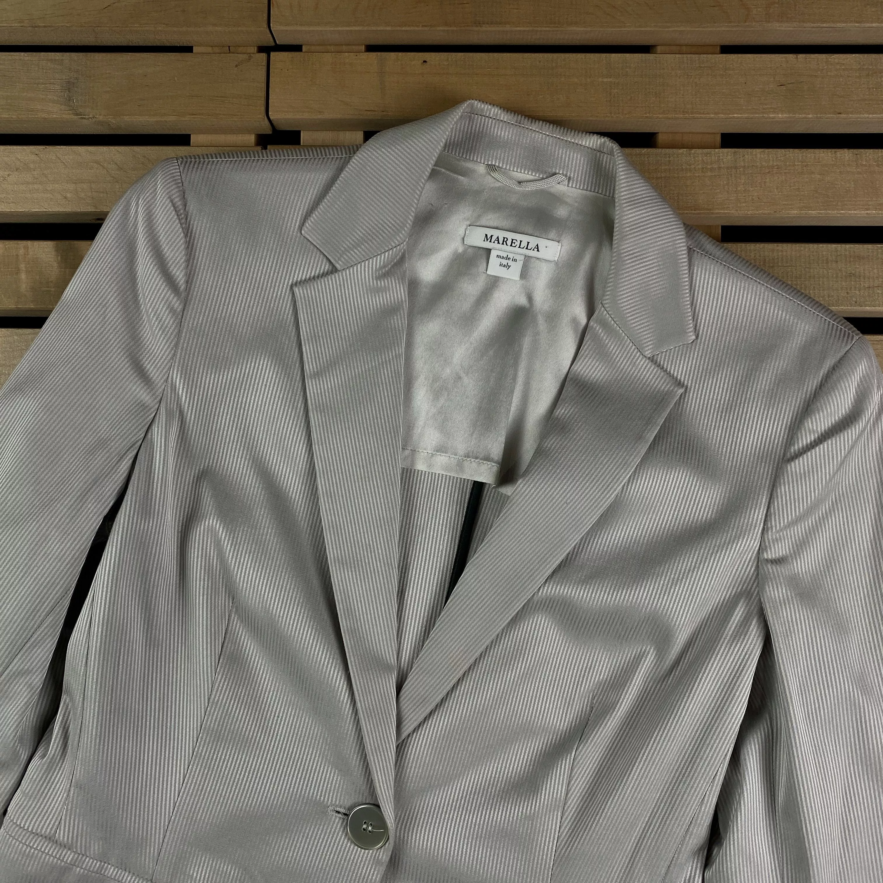 Marella Blazers Marella × Max Mara Womens Blazer Basic Jacket Marella Max Mara Size UK 10 US 6 Gray