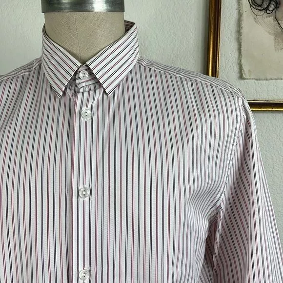 Versace Shirts Button Ups Versace Collection Striped Button Down Embroidered Logo Men'
