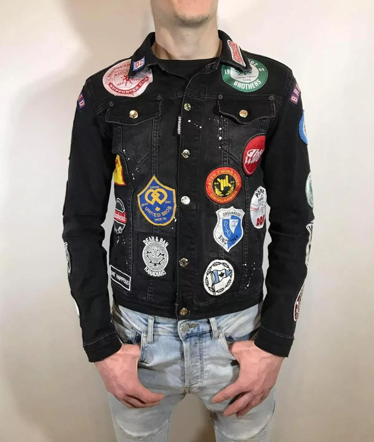 Dsquared2 Denim Jackets Dsquared2 made in Italy denim jacket with patch patches Black