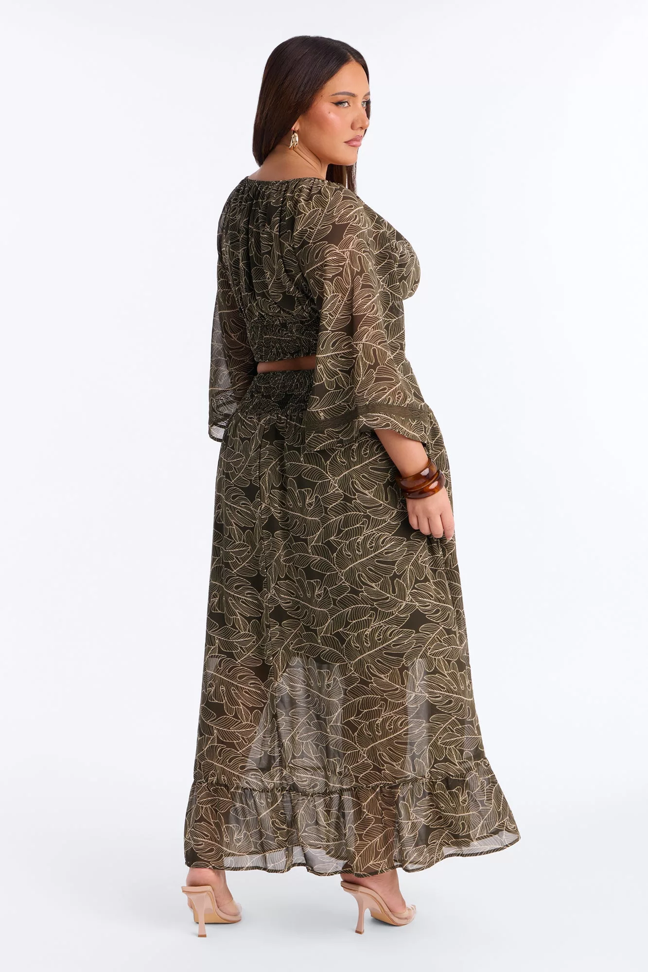 Palm Hours Skirt Set - Olive/combo