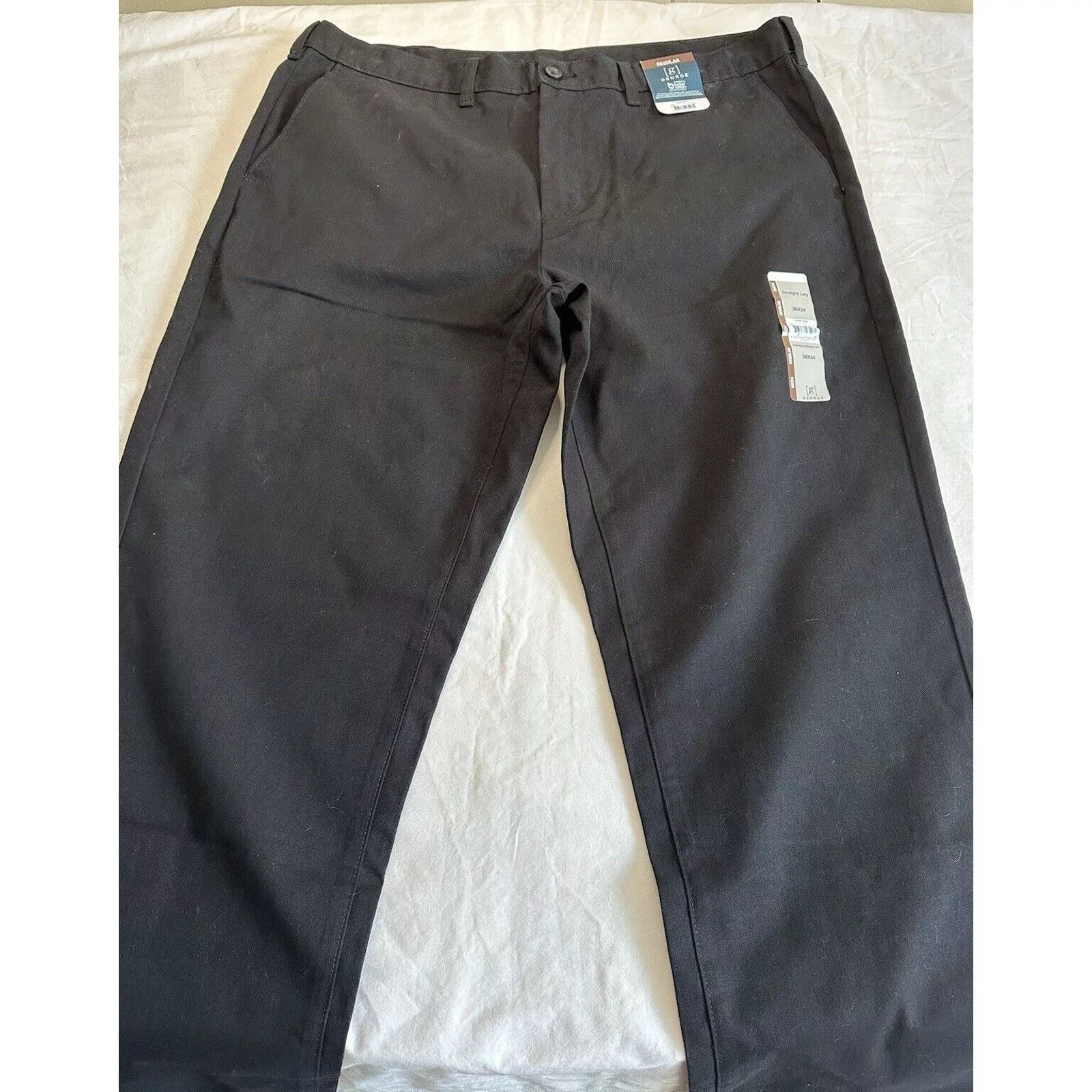 George Casual Pants George Classic Khaki Pant Black 36x34 Flat front NormcoreNWT