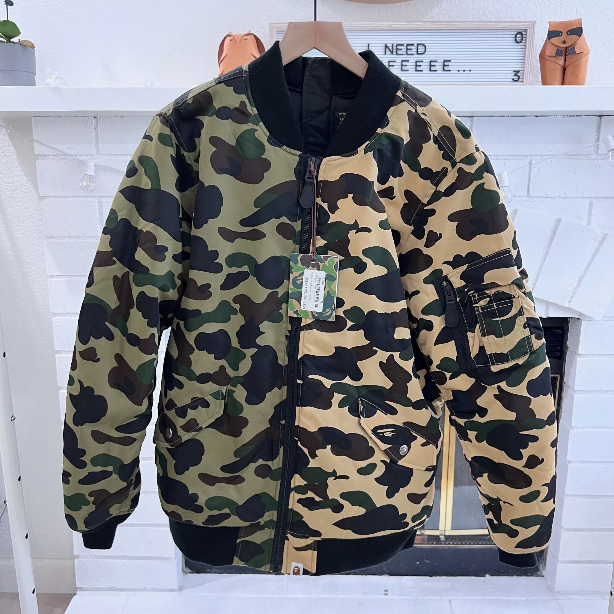 Bape Bombers BAPE 1st Camo Half MA-1 Split Bomber Jacket Multi