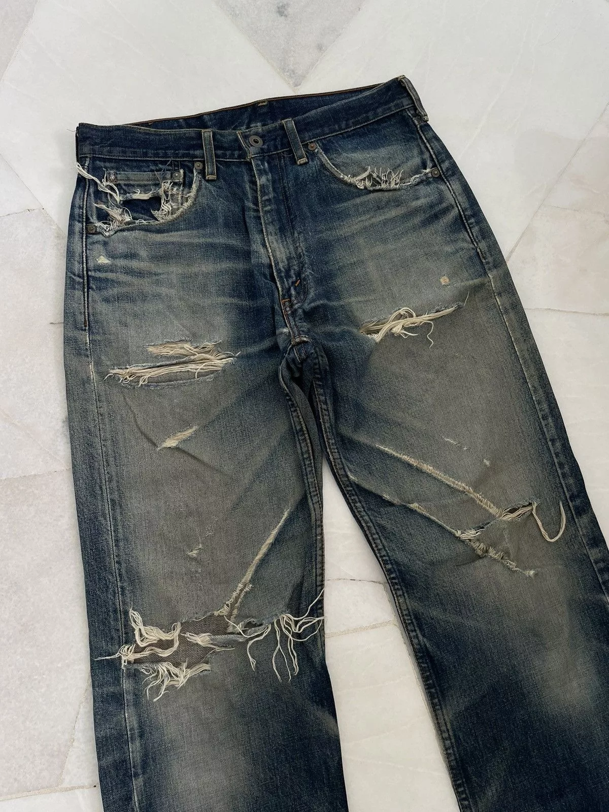 Levi's Denim Levi's × Vintage VINTAGE 90s LEVIS THRASHED & DISTRESSED JEANS Blue Streetwear