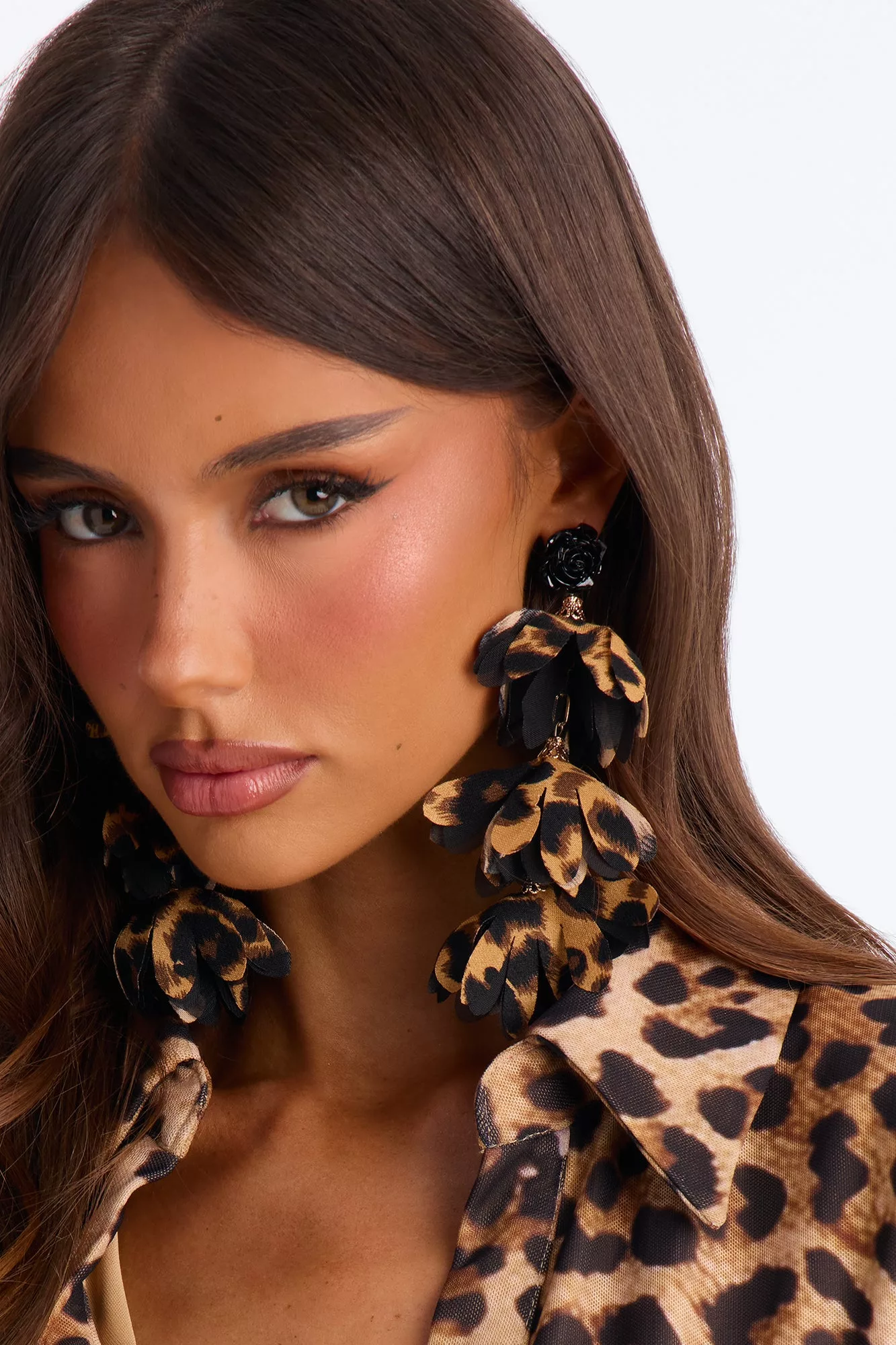 Untamed Chic Drop Earrings - Leopard