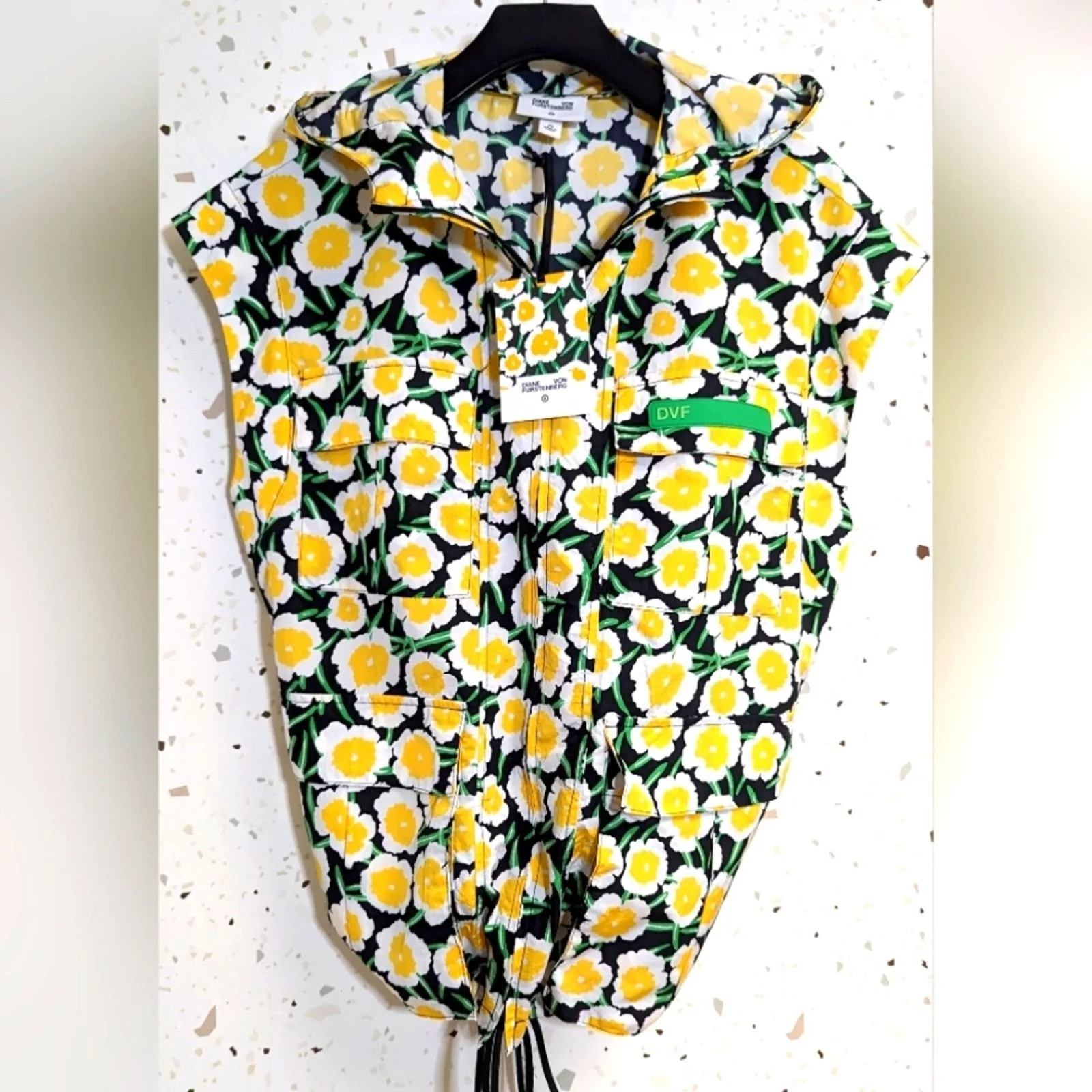 Diane von Furstenberg Vests Diane von Furstenberg DVF x Target floral hooded vest XS | 2506025 Yellow