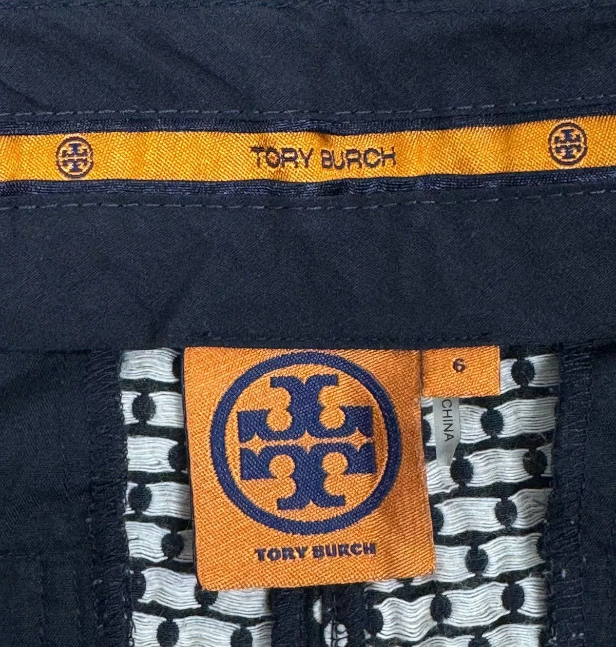 Tory Burch Pants Tory Burch Polka Dot Chino Pants size 6 Blue