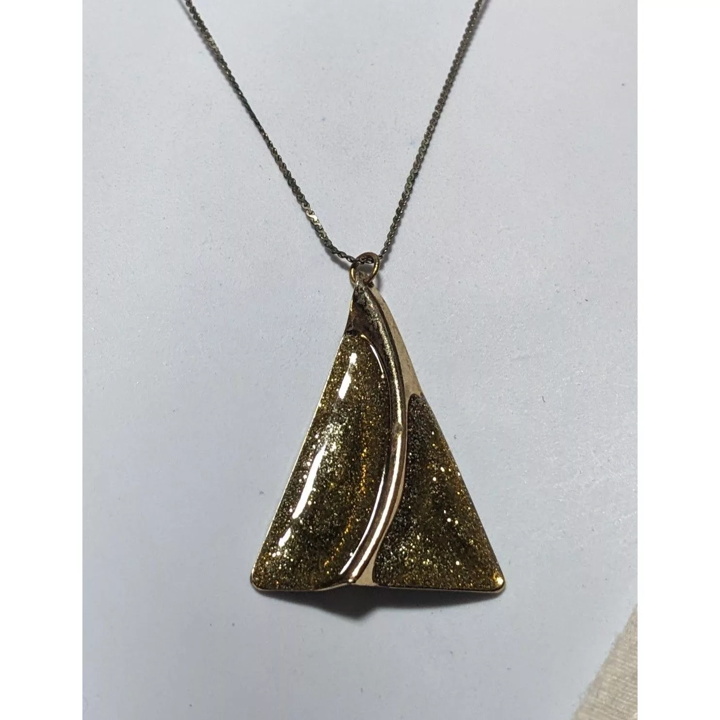 Other Necklaces Other Gold Glitter Triangle Pendant Necklace