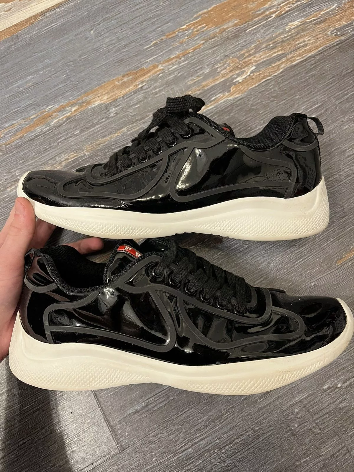 Prada Low Top Sneakers Prada Americas Cup Low Black Patent